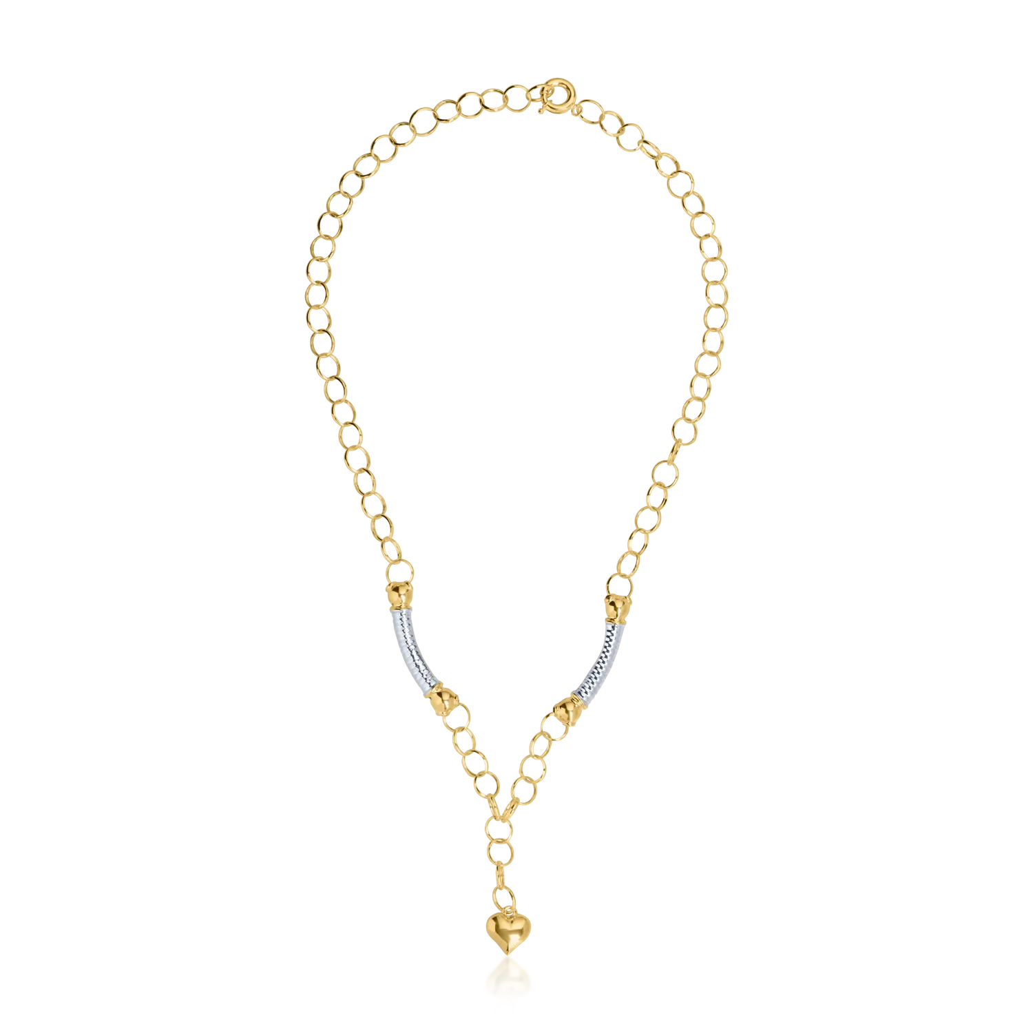 White-yellow gold heart pendant necklace