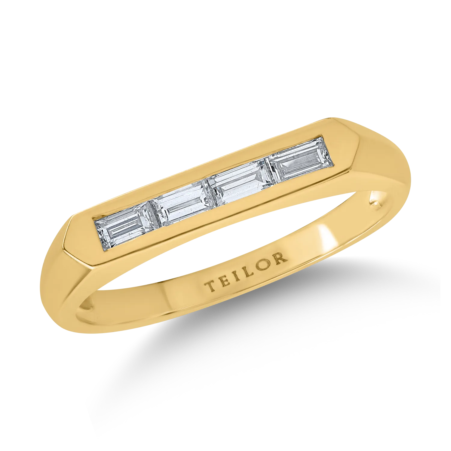 Inel din aur galben cu diamante baguette de 0.29ct