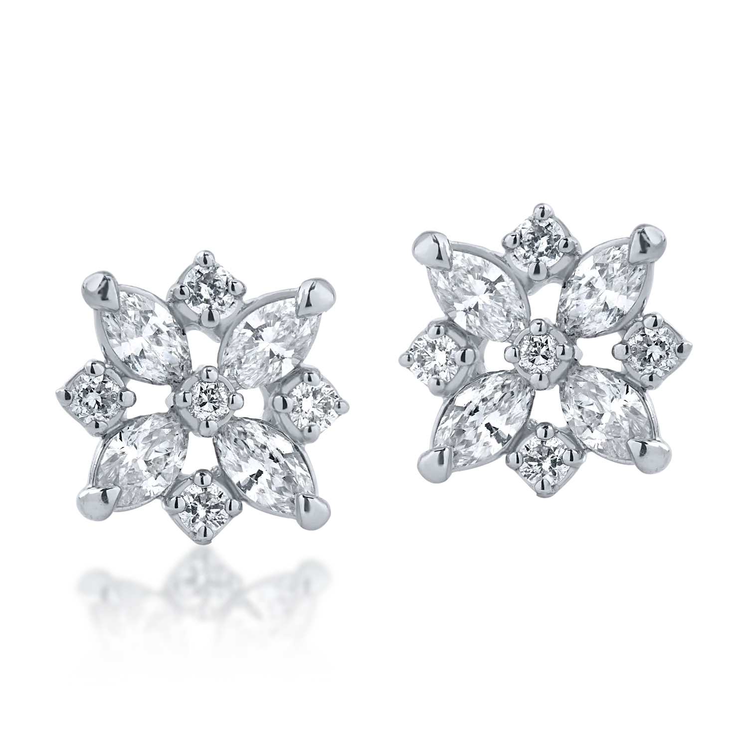 White gold flower earrings with 0.47ct diamonds