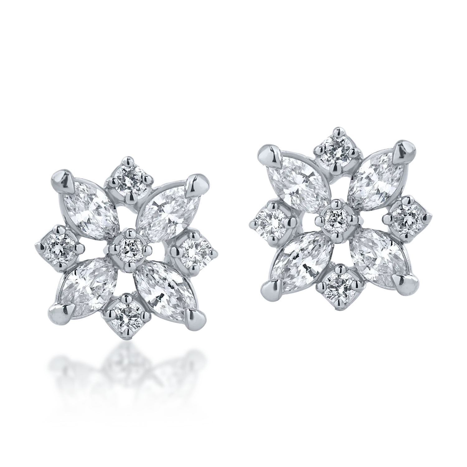 Cercei floare din aur alb cu diamante de 0.47ct-162604