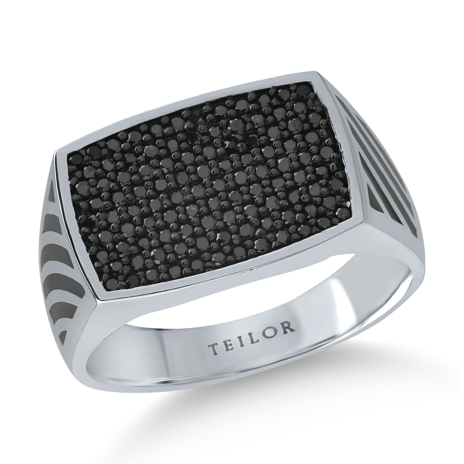 White gold men's ring with 0.58ct black diamonds