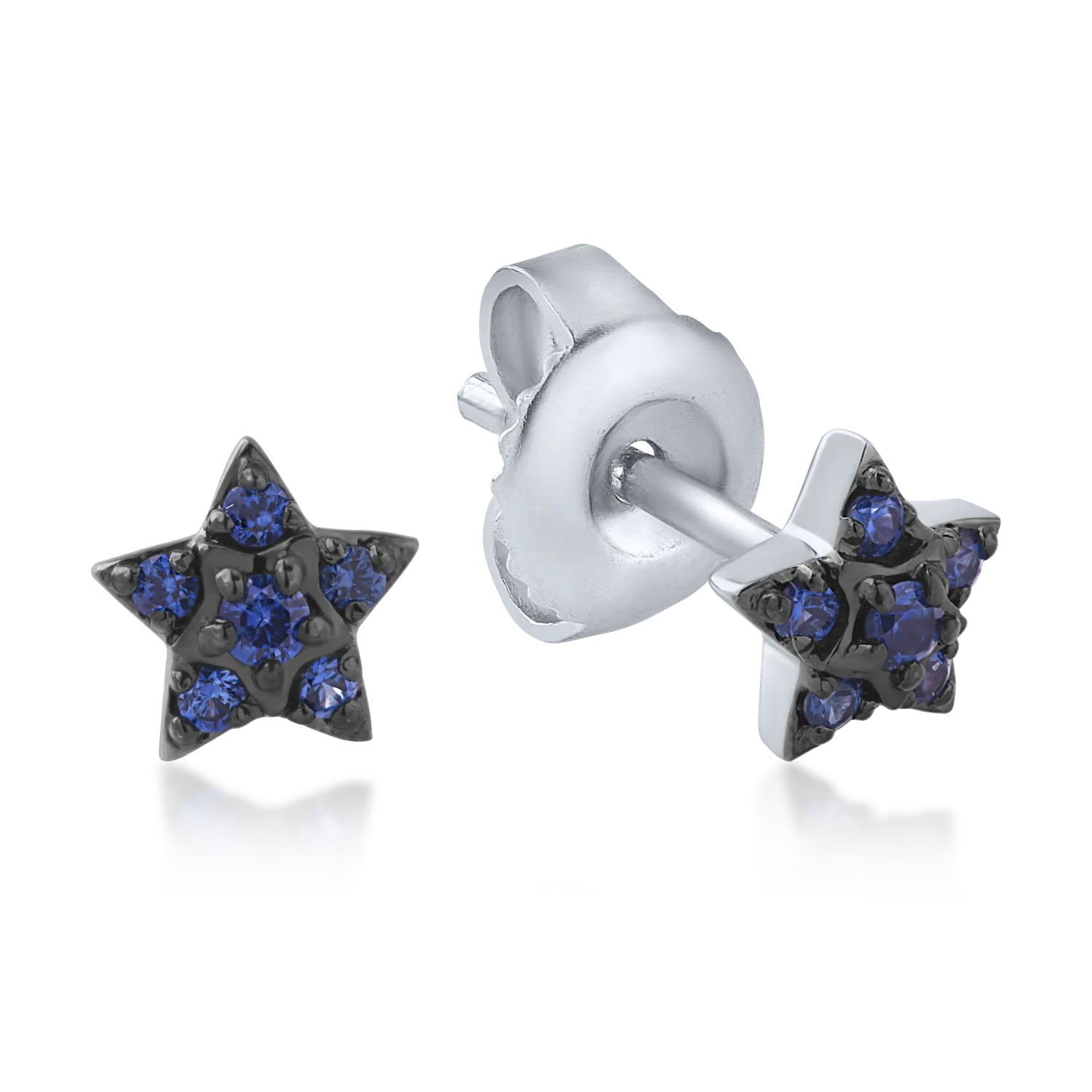 White gold star earrings with 0.08ct sapphires