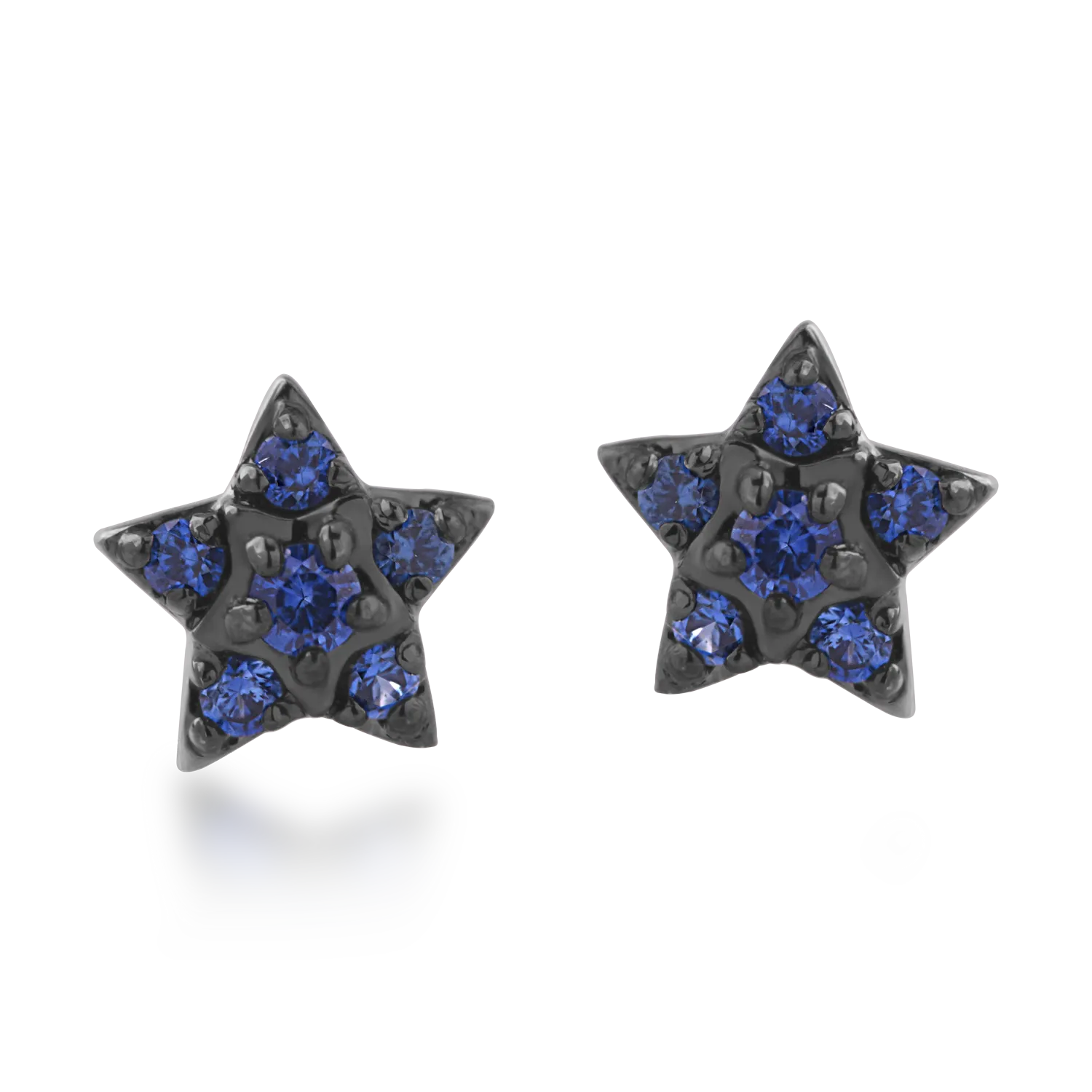 Cercei stelute din aur alb cu safire de 0.08ct-162612