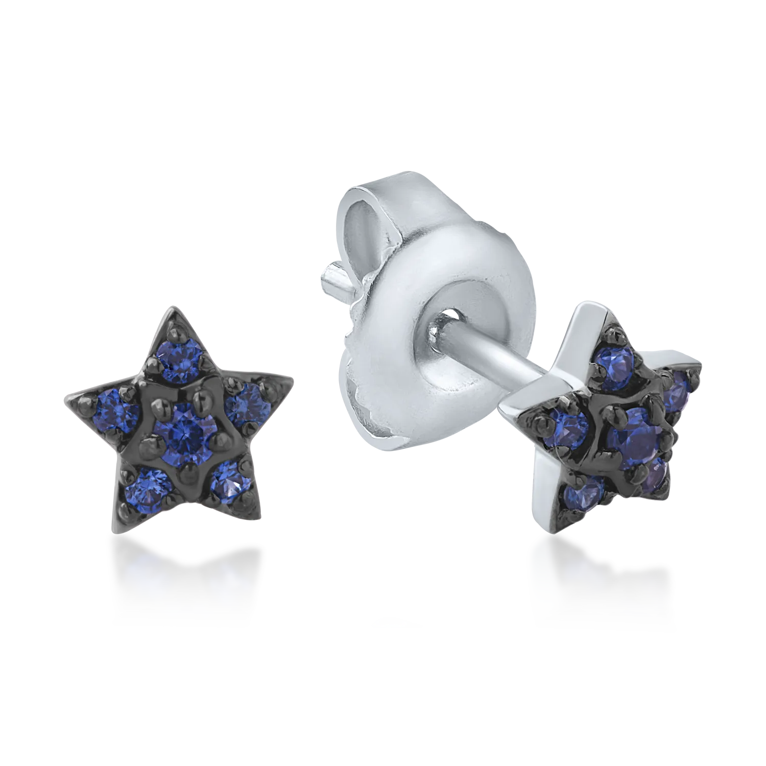 Fehér arany csillag fülbevaló 0.08ct zafírral