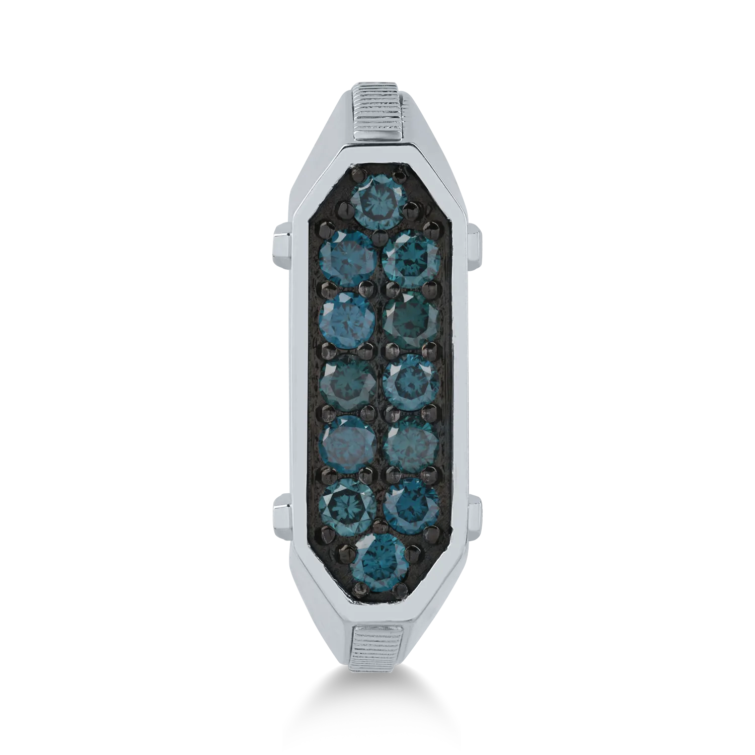 Fehérarany férfi gyűrű 0.61ct kék gyémántokkal