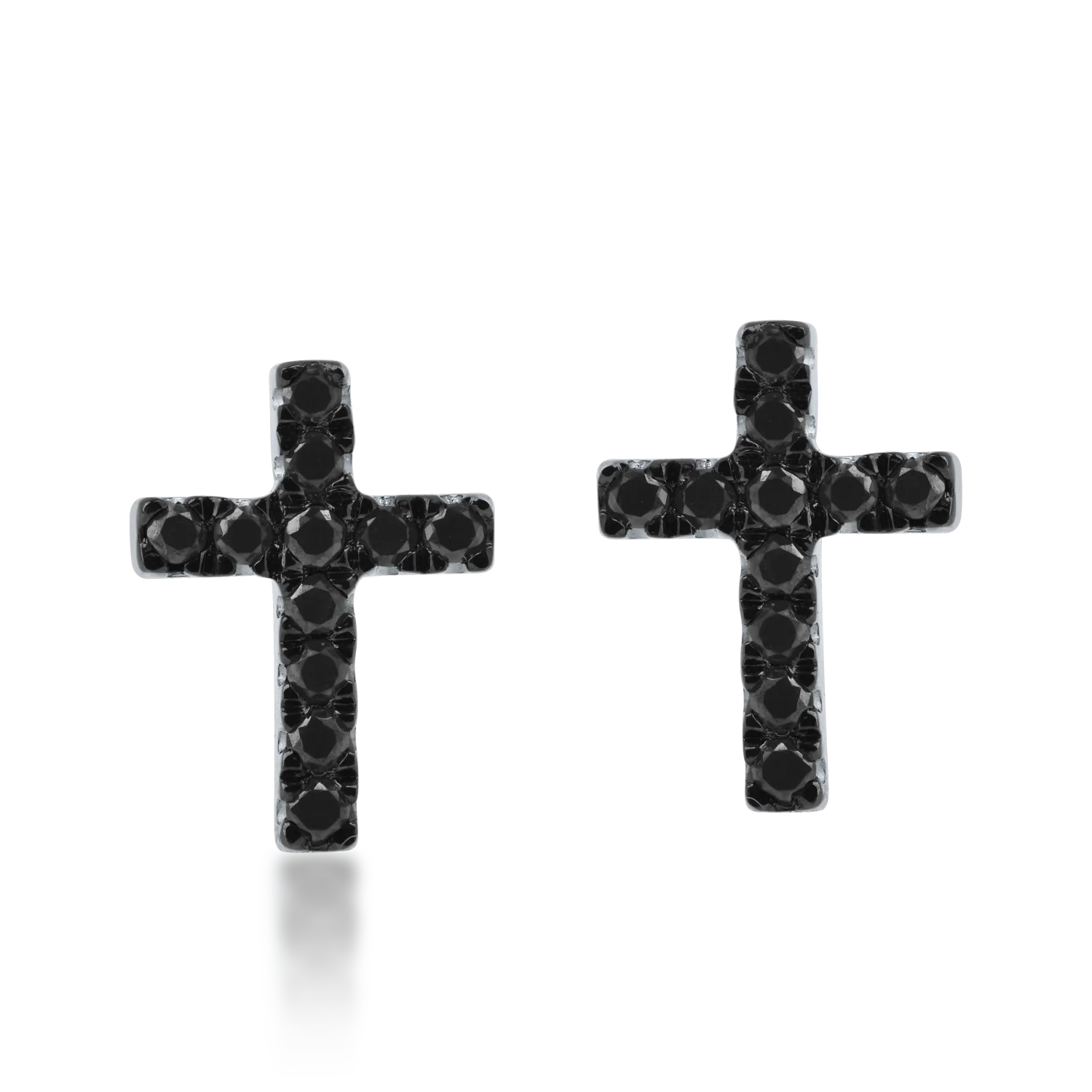 Kolczyki krzyżyki z białego złota z czarnymi diamentami o masie 0.1ct-162697
