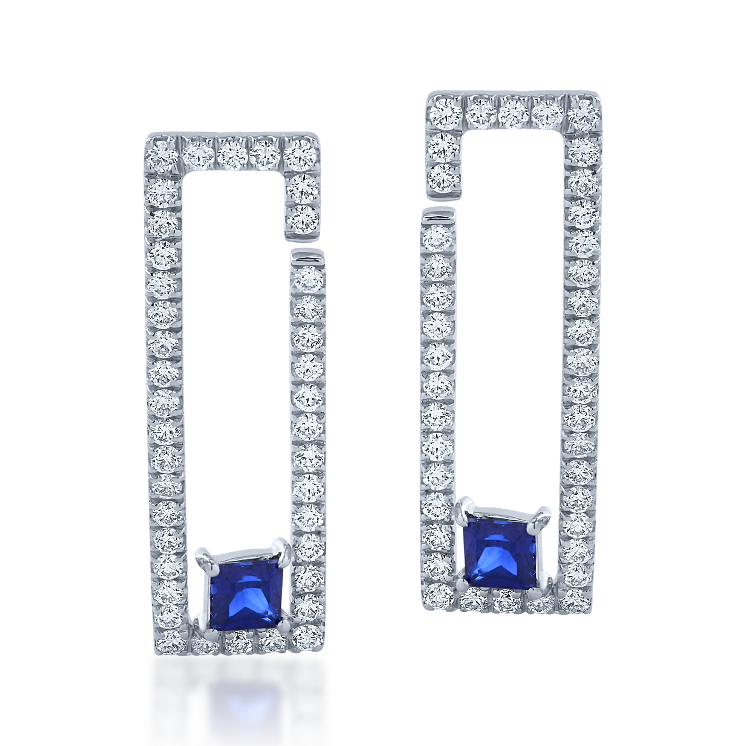 White gold earrings with 0.55ct sapphires and 0.8ct diamonds
