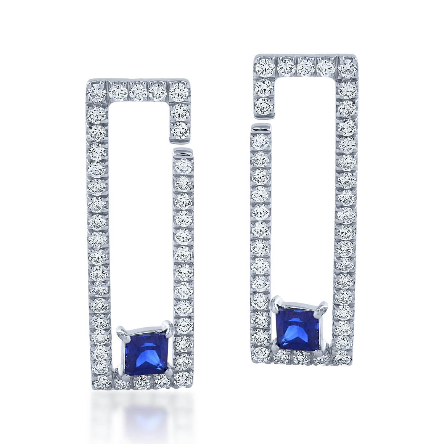 Cercei din aur alb cu safire de 0.55ct si diamante de 0.8ct-162701