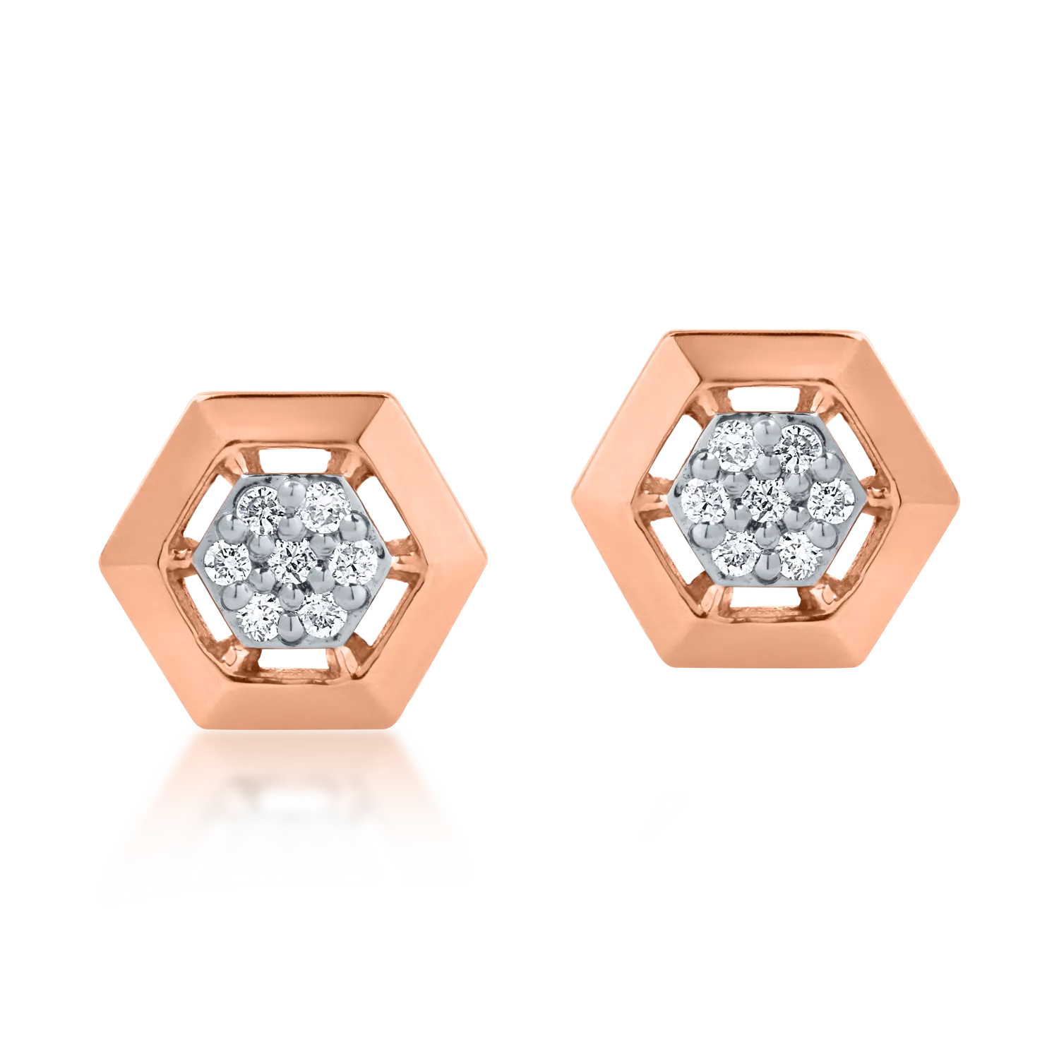 Cercei din aur roz cu diamante de 0.04ct