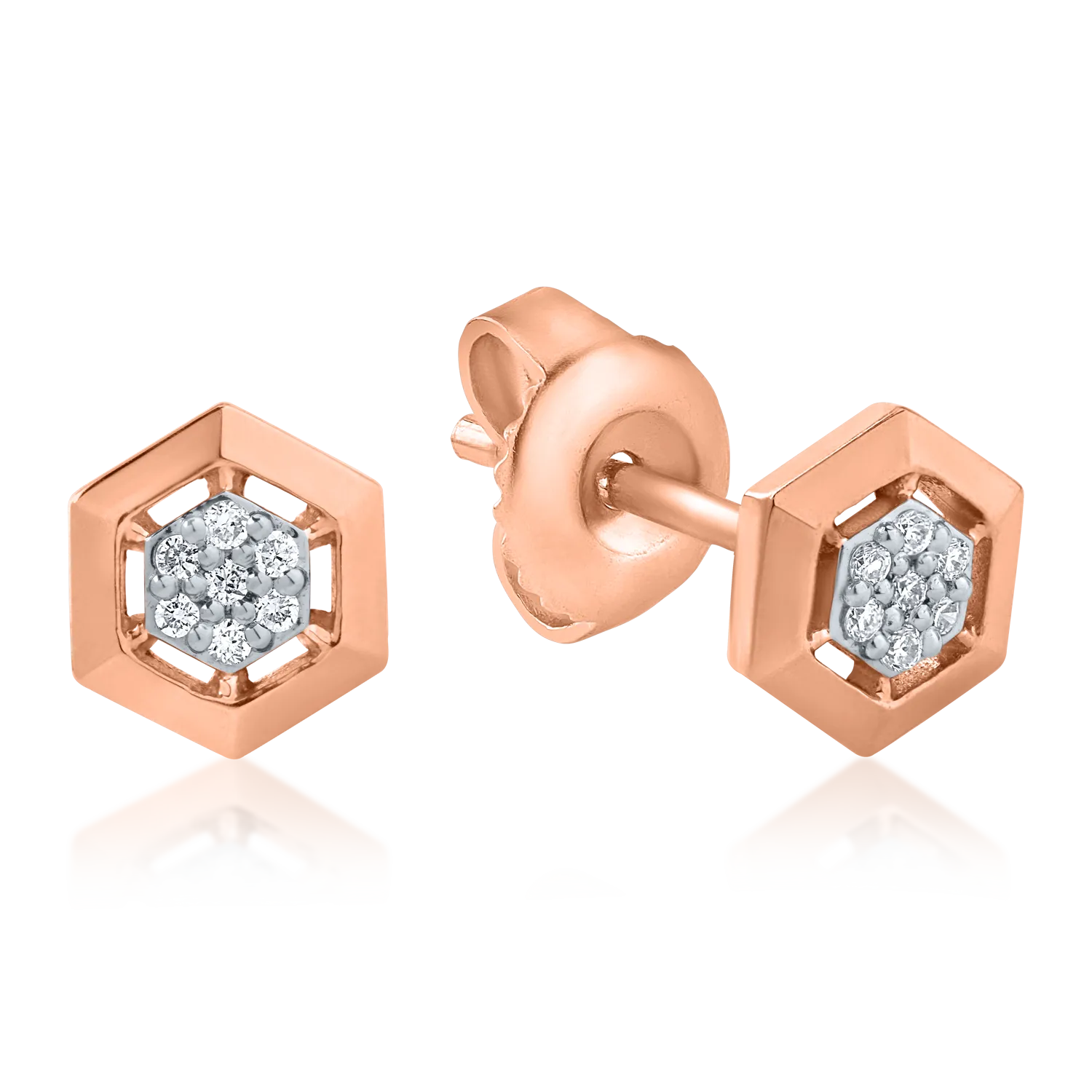 Teilor Cercei din aur roz cu diamante de 0.04ct