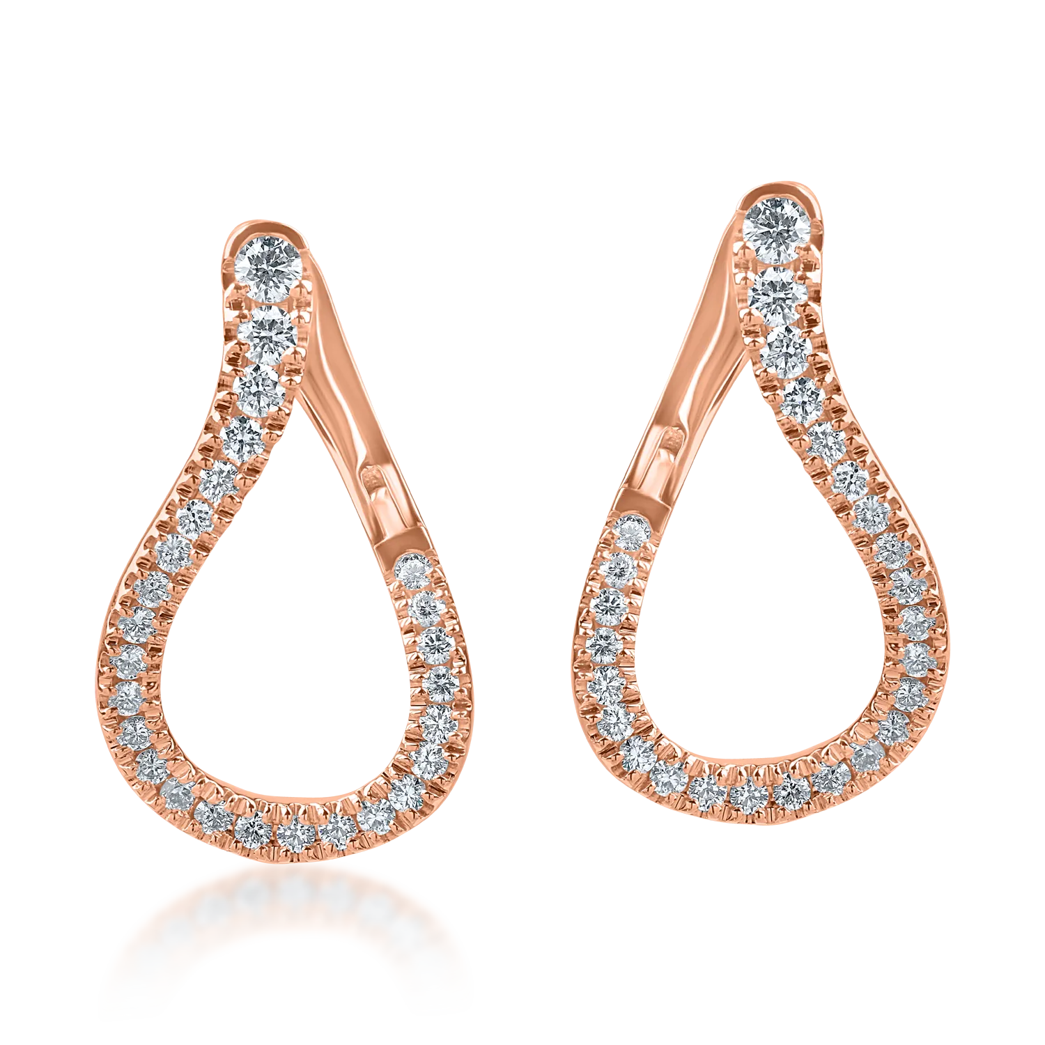 Rózsa arany fülbevaló 0.7ct. mikrora keményedő gyémántokkal