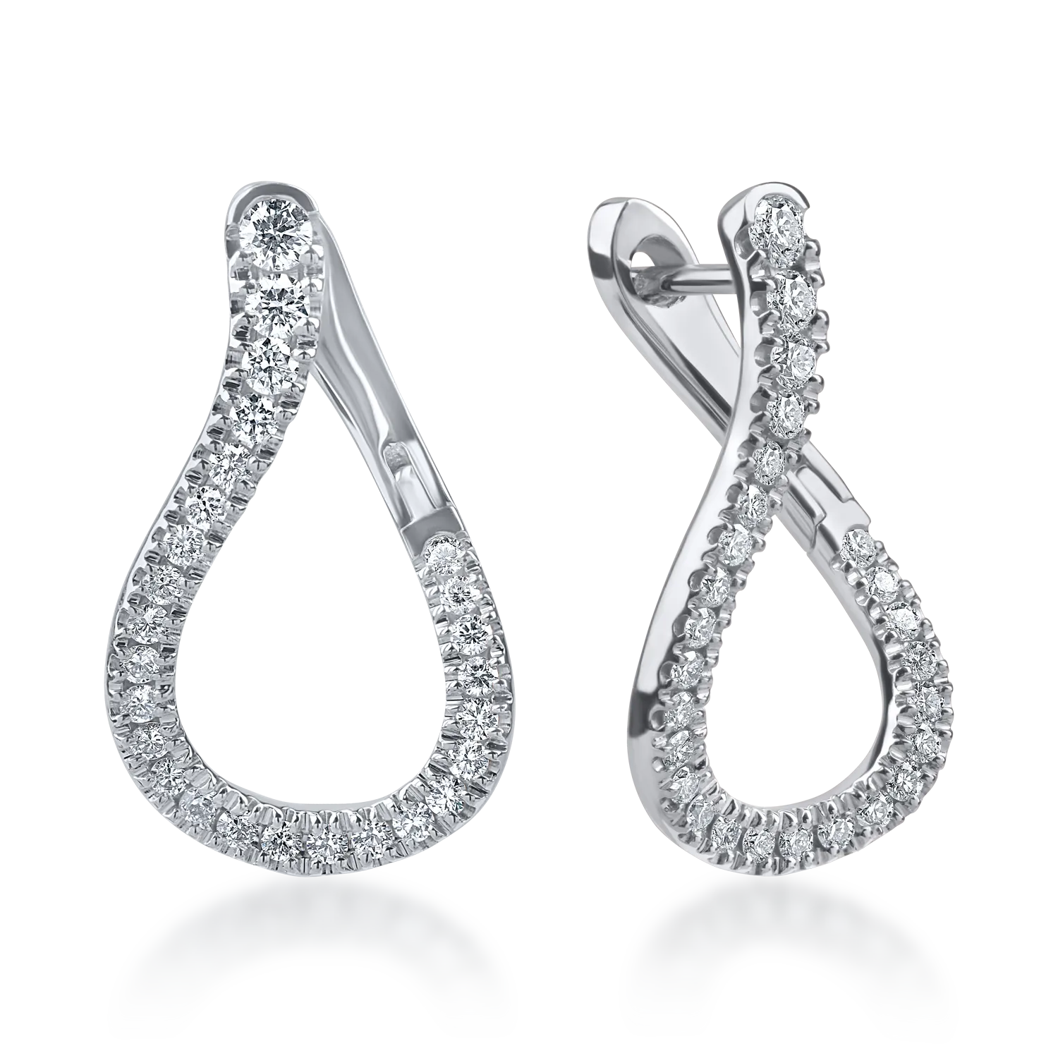 Cercei din aur alb cu diamante microsetting de 0.7ct