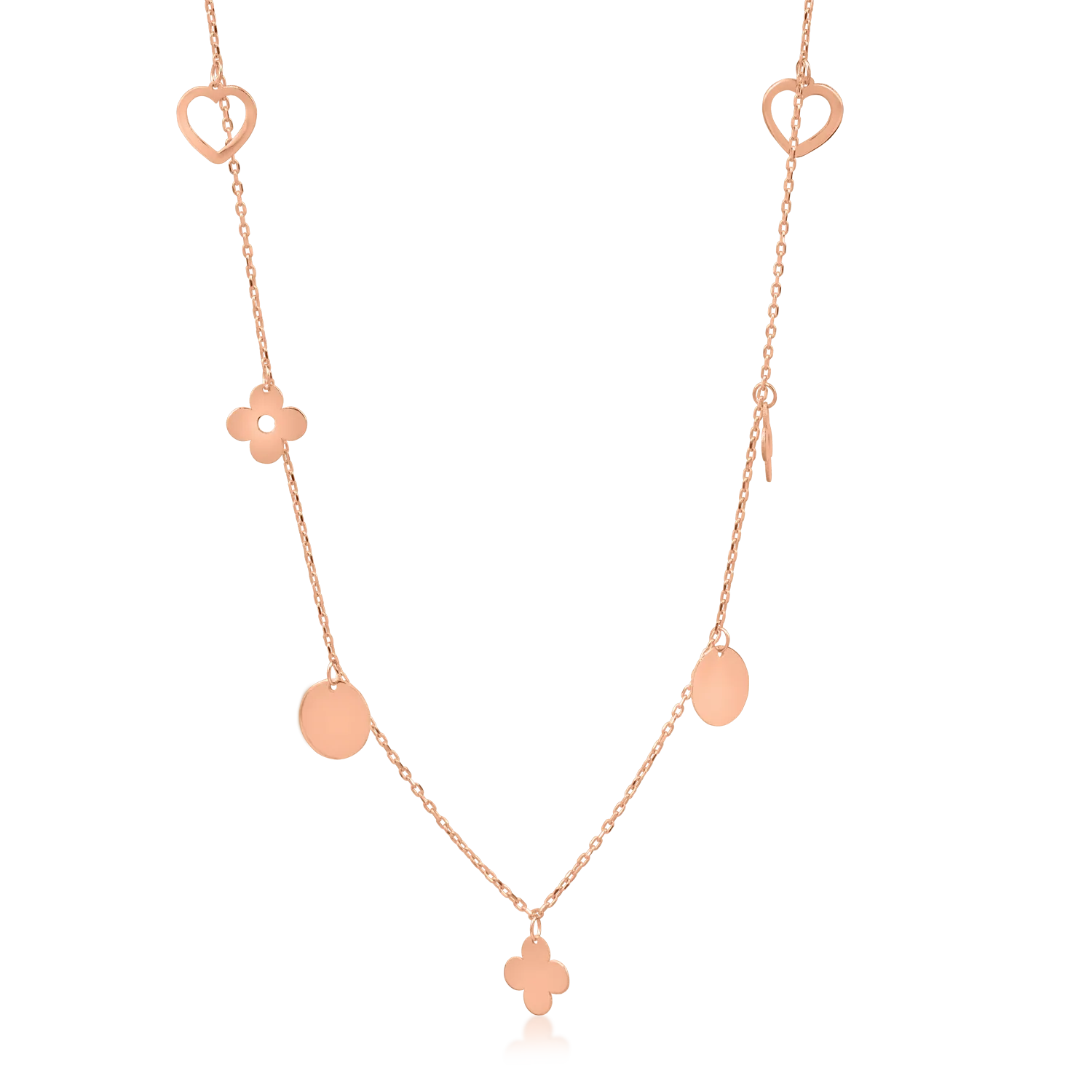 Rose gold necklace with charms