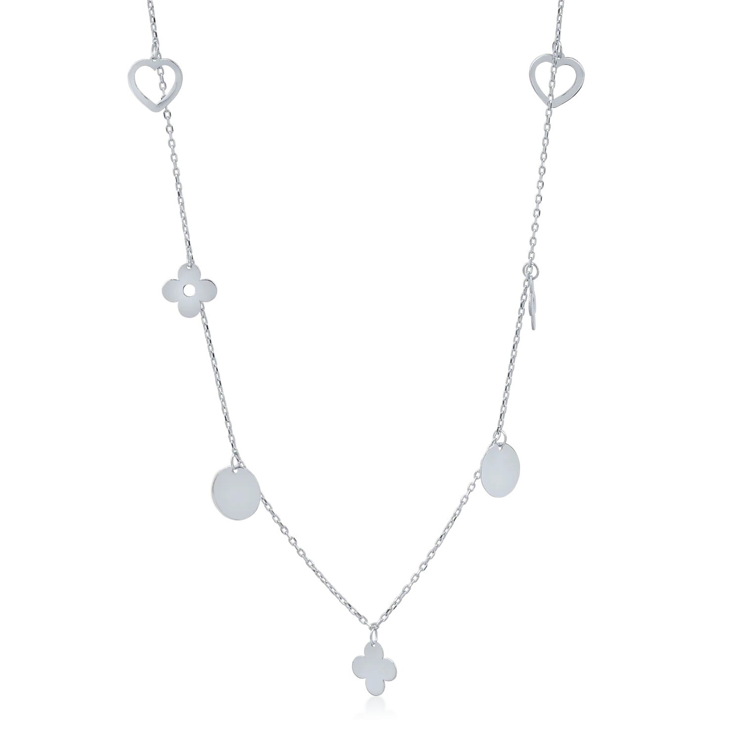 White gold necklace with charms