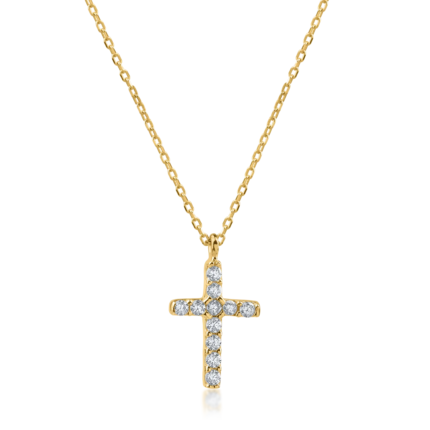 Yellow gold cross pendant necklace