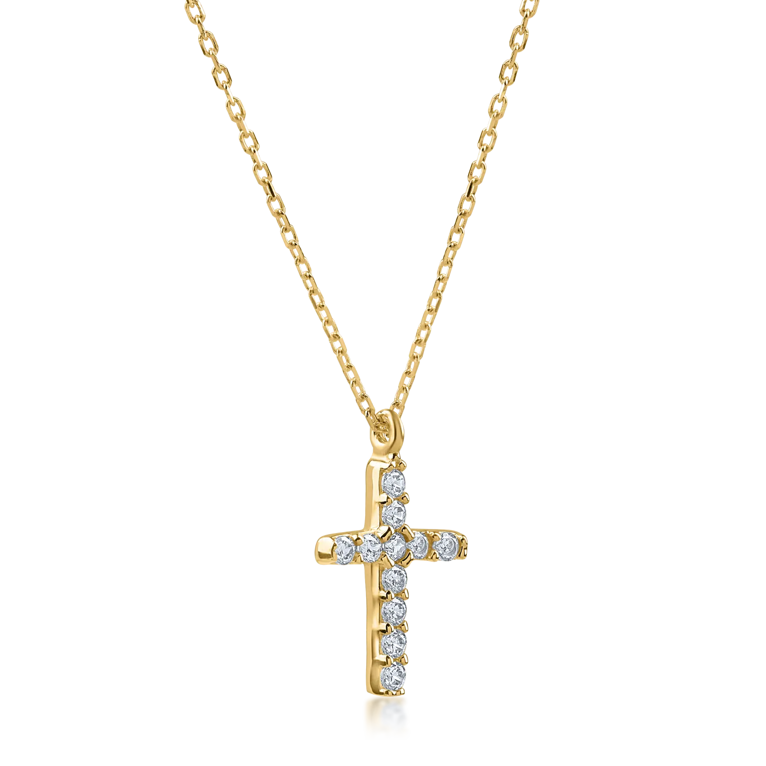 Yellow gold cross pendant necklace