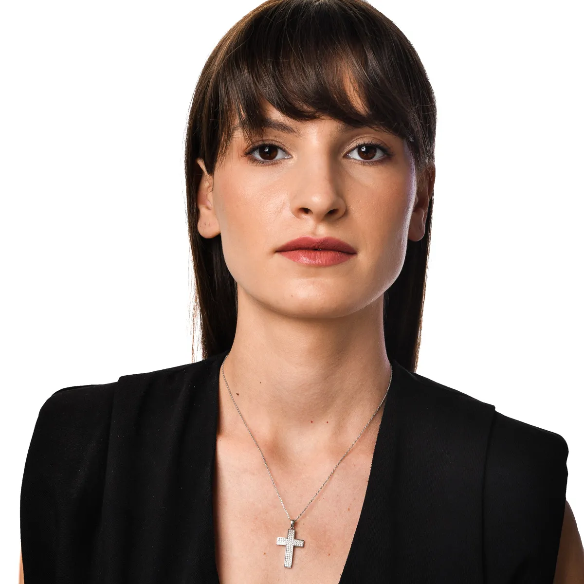 White gold cross pendant