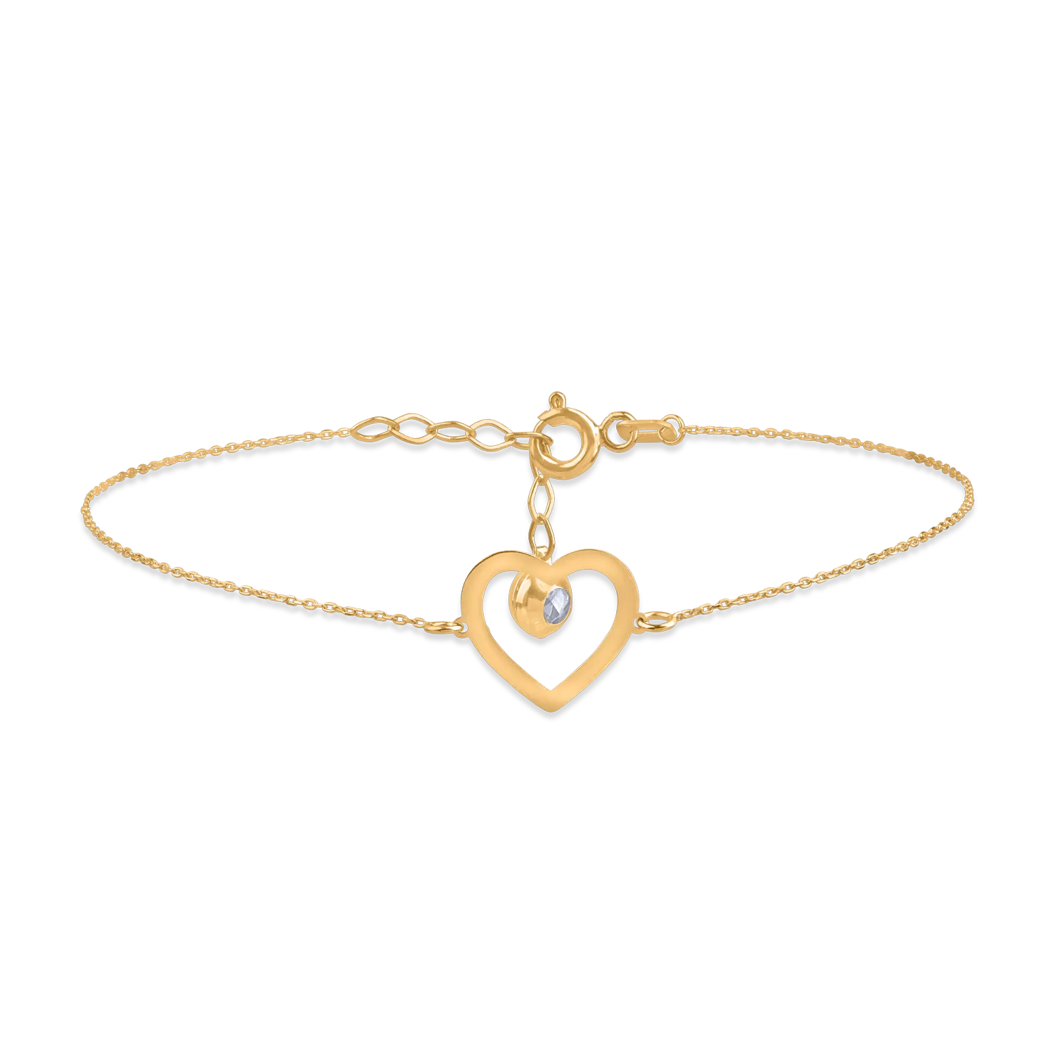 Yellow gold heart bracelet