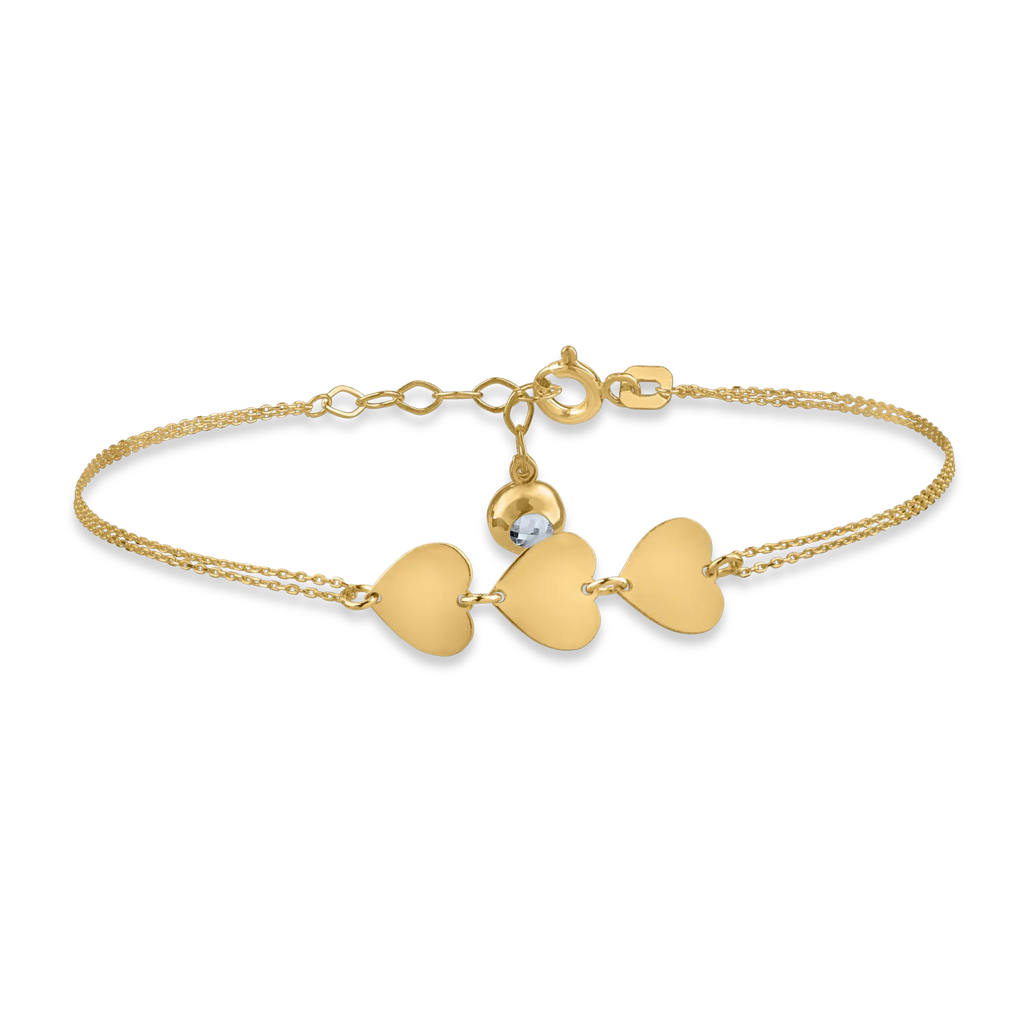 Yellow gold hearts bracelet