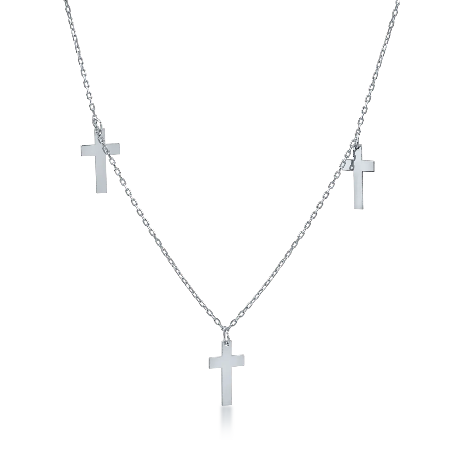 White gold cross pendant necklace