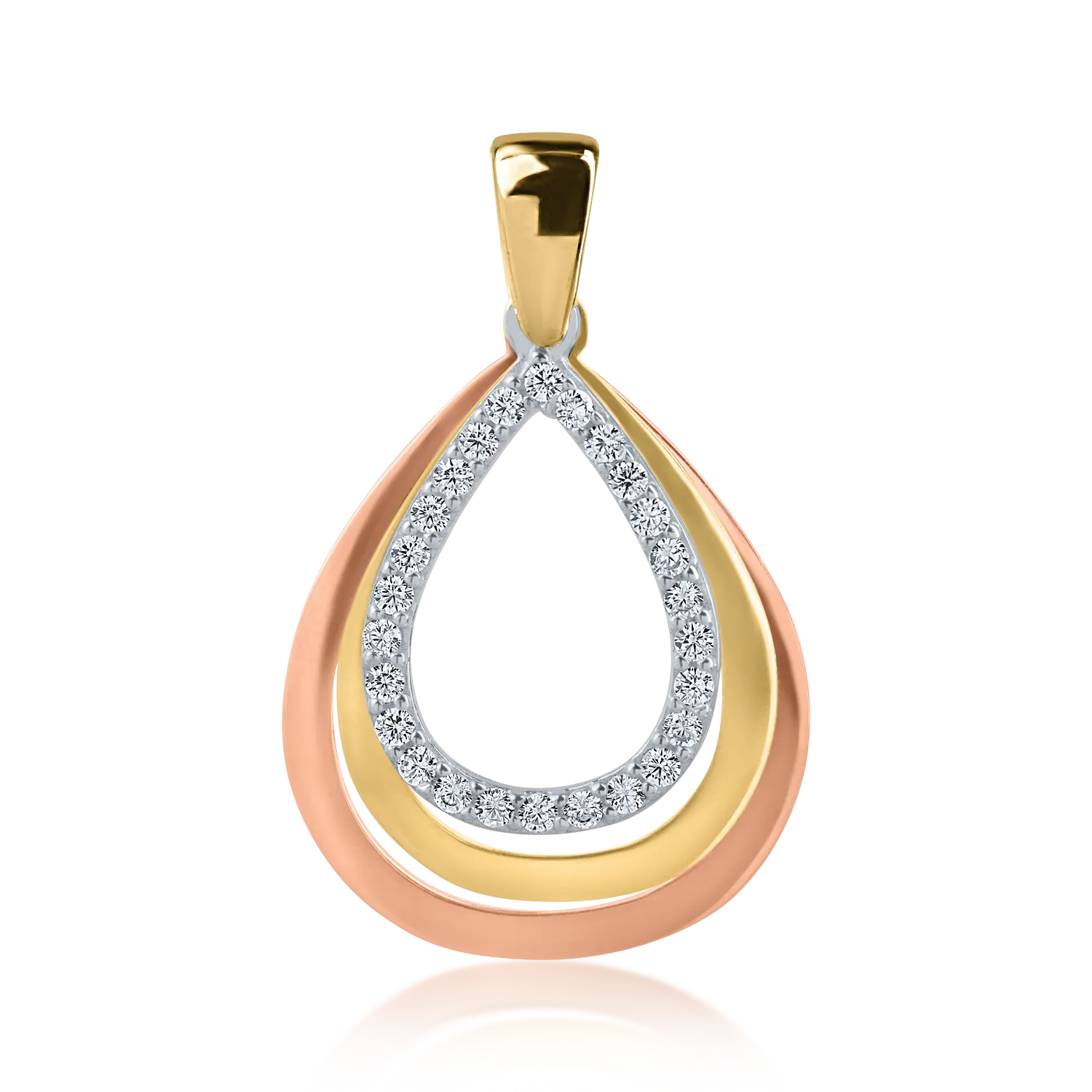 Yellow-rose-white gold pendant