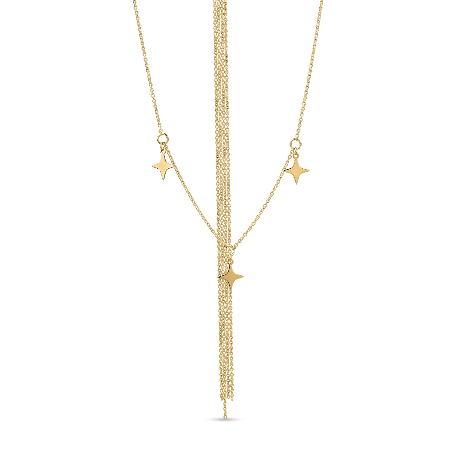 Yellow gold star pendants necklace
