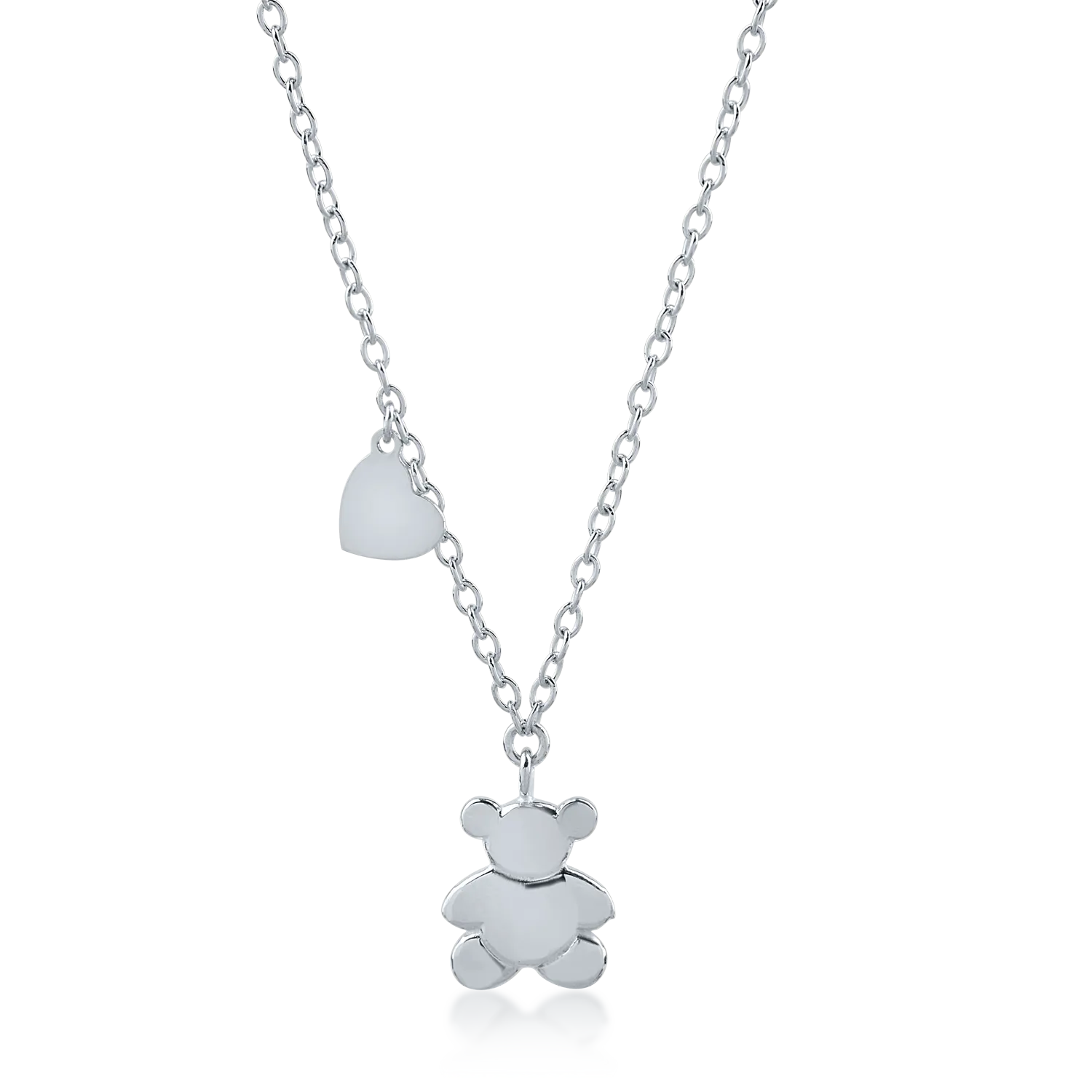 White gold teddy bear pendant necklace