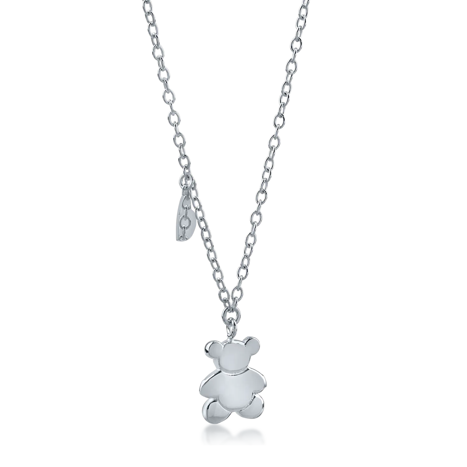 White gold teddy bear pendant necklace