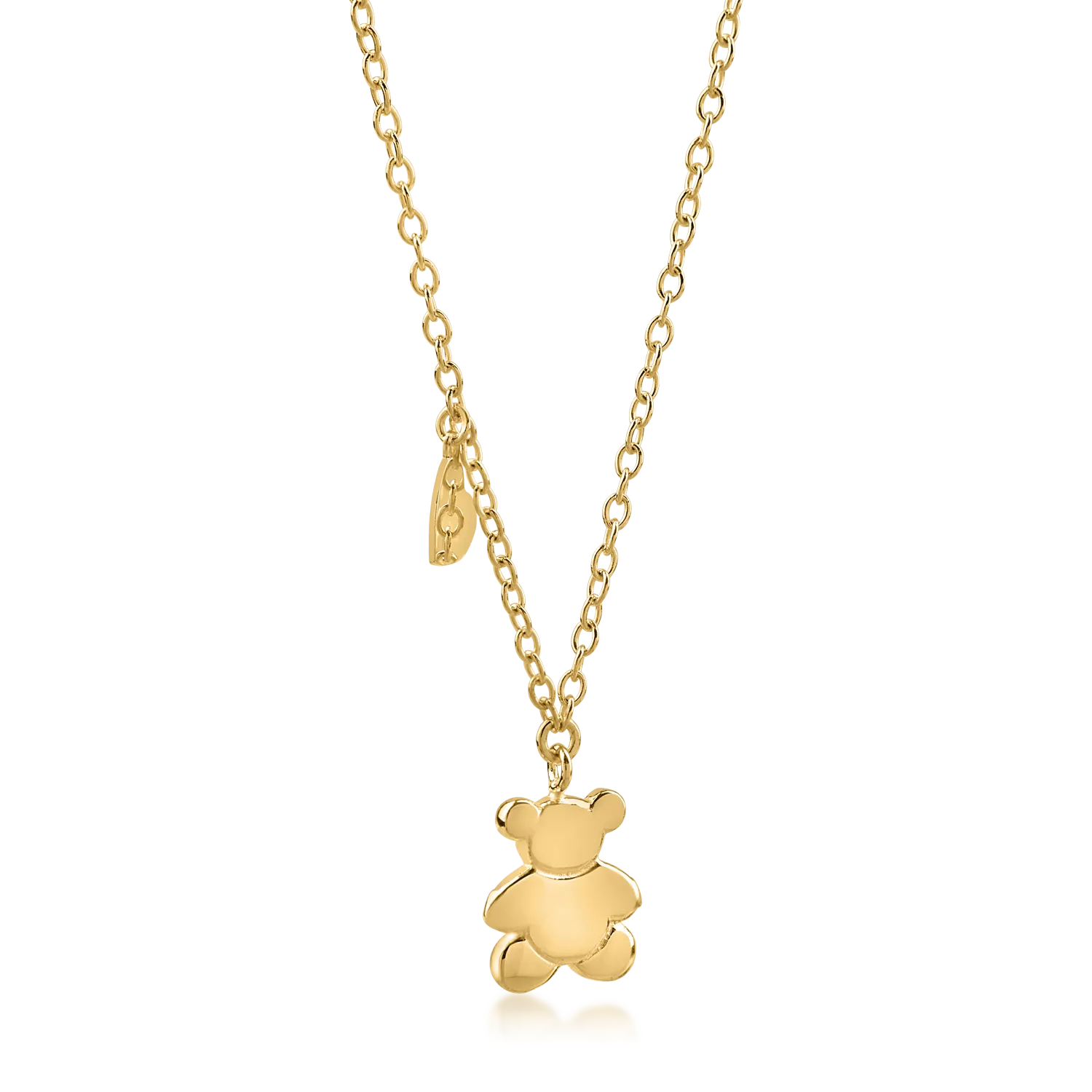 Yellow gold teddy bear pendant necklace