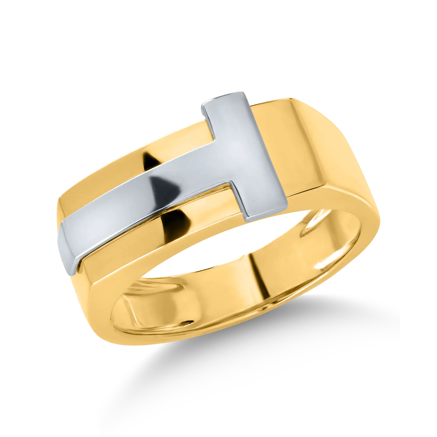 White-yellow gold men's ring