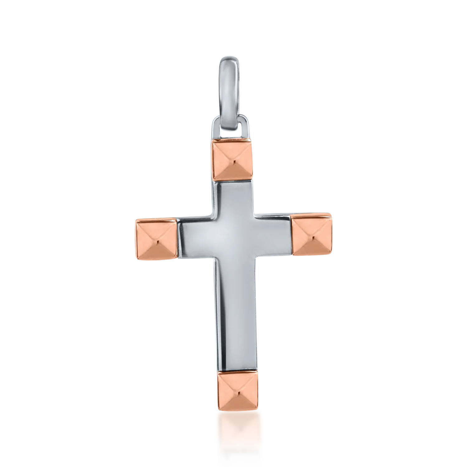 Pandantiv cruce din aur roz-negru