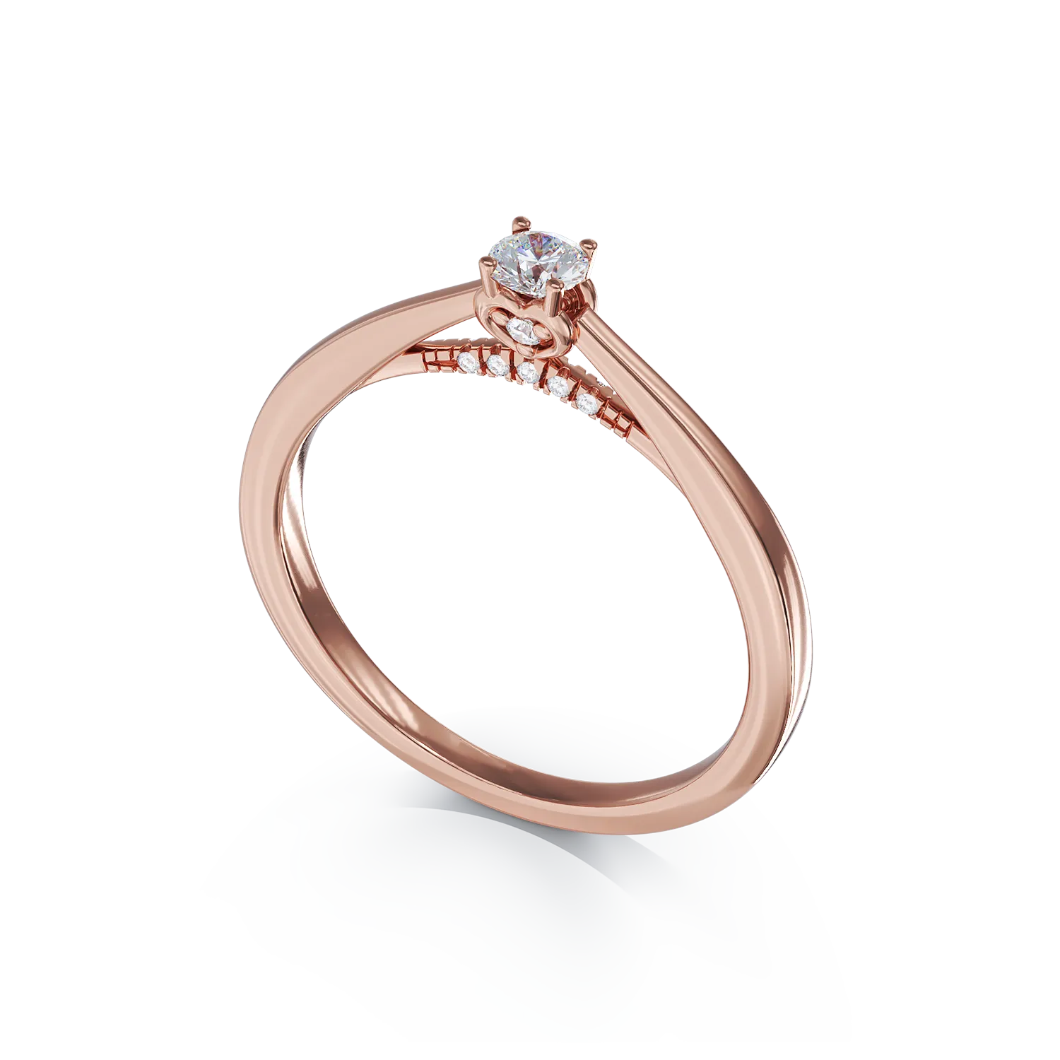 Rózsarany eljegyzési gyűrű 0.17ct gyémántokkal