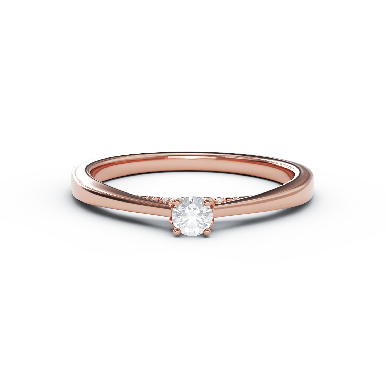 Годежен пръстен от розово злато с диаманти 0.17кt