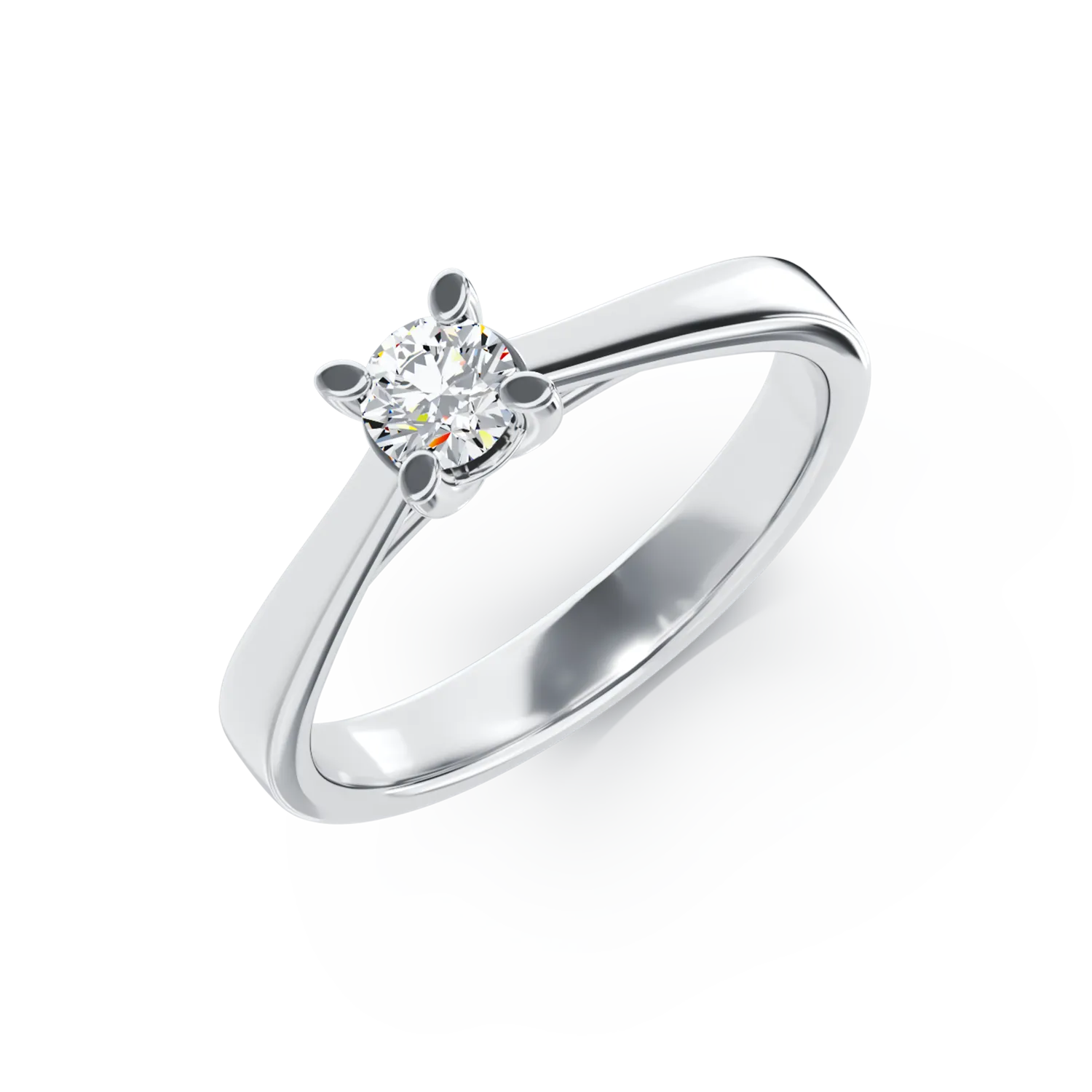 Годежен пръстен от бяло злато с диамант пасианс 0.2кт