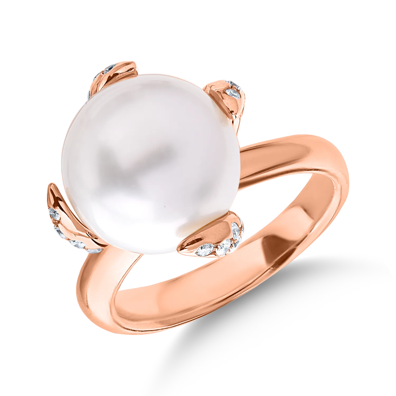 Teilor Inel din aur roz cu perla australiana de 12.09ct si diamante de 0.36ct