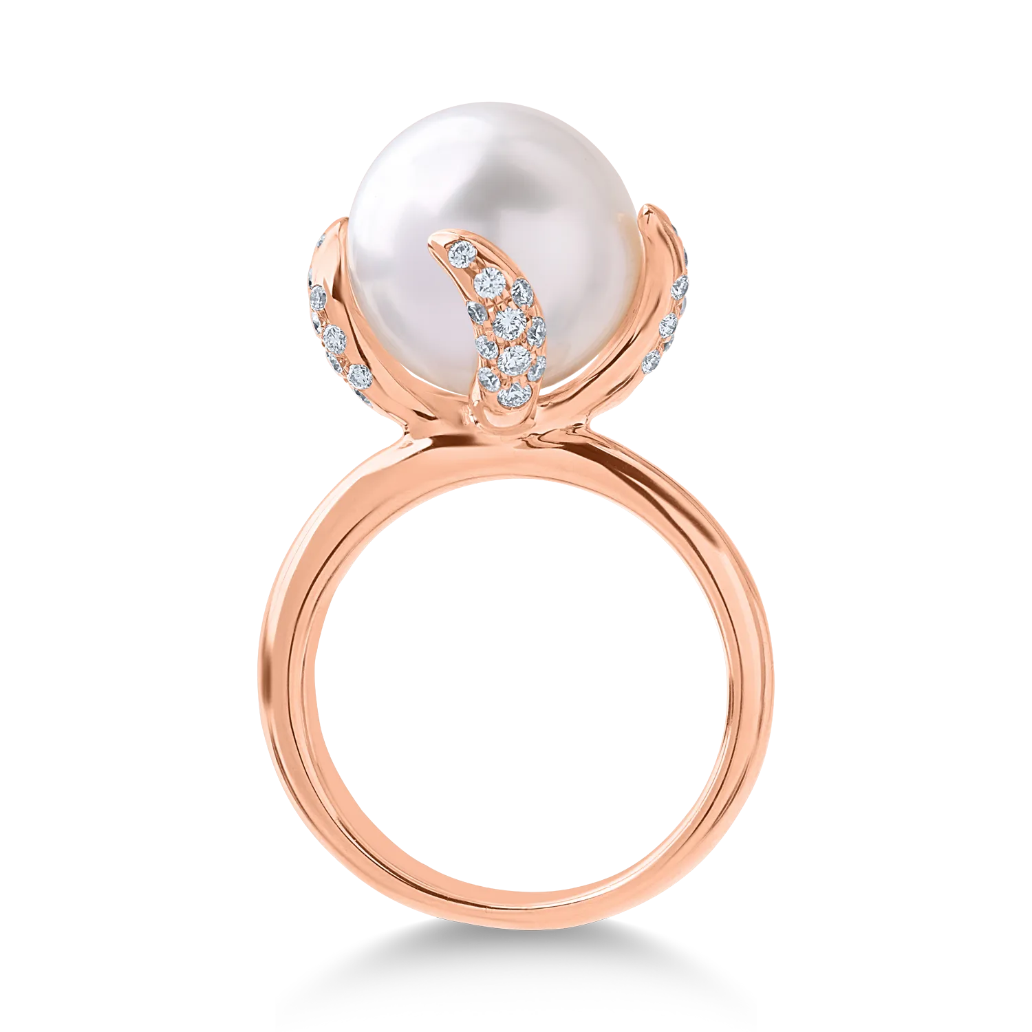 Пръстен от розово злато с 12.09кt австралийска перла и 0.36кt диаманти