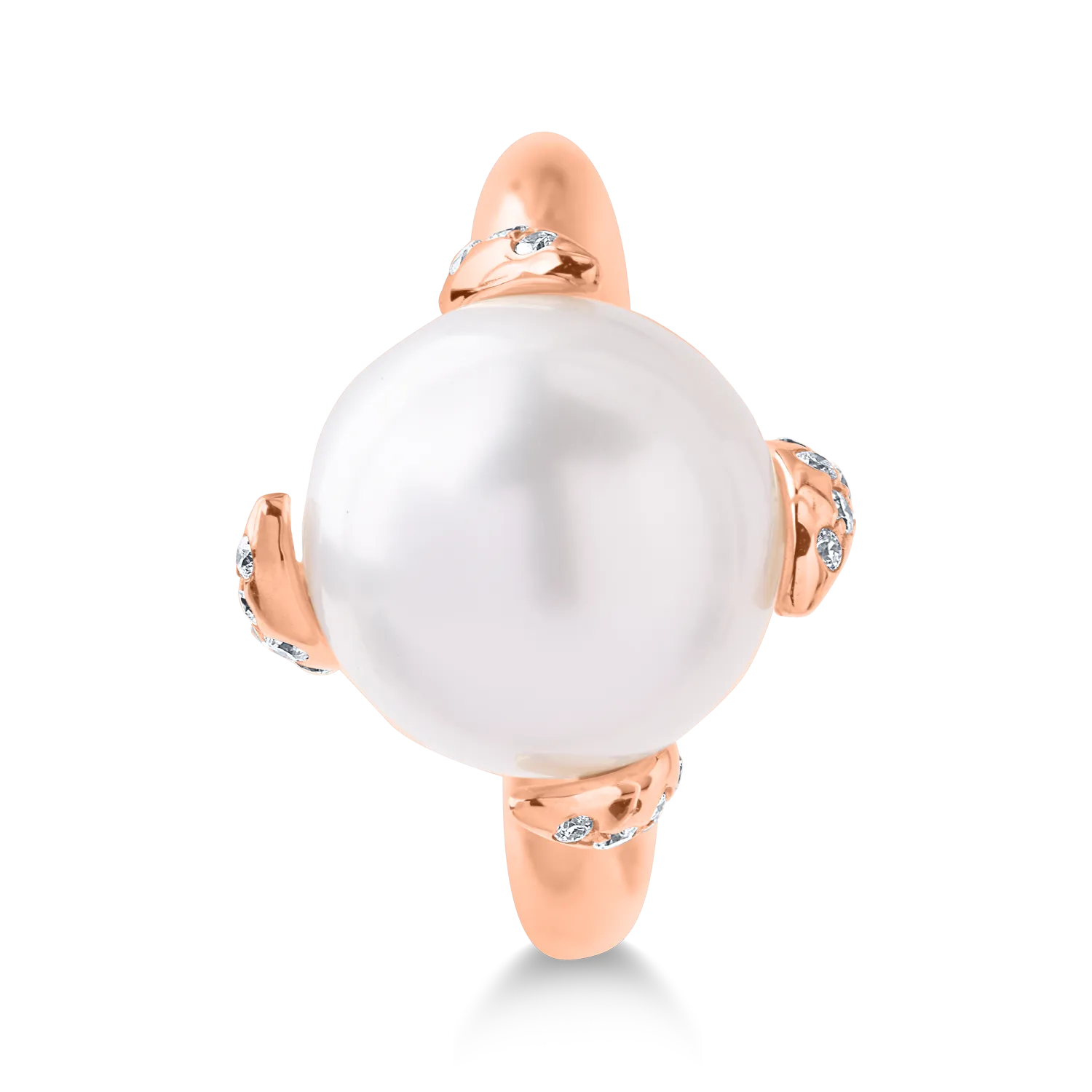 Пръстен от розово злато с 12.09кt австралийска перла и 0.36кt диаманти