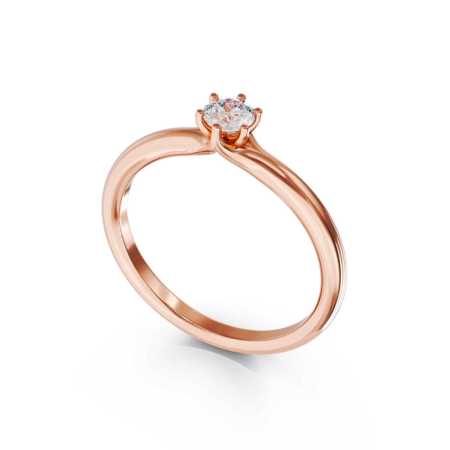 Inel de logodna din aur roz cu diamant solitaire de 0.2ct