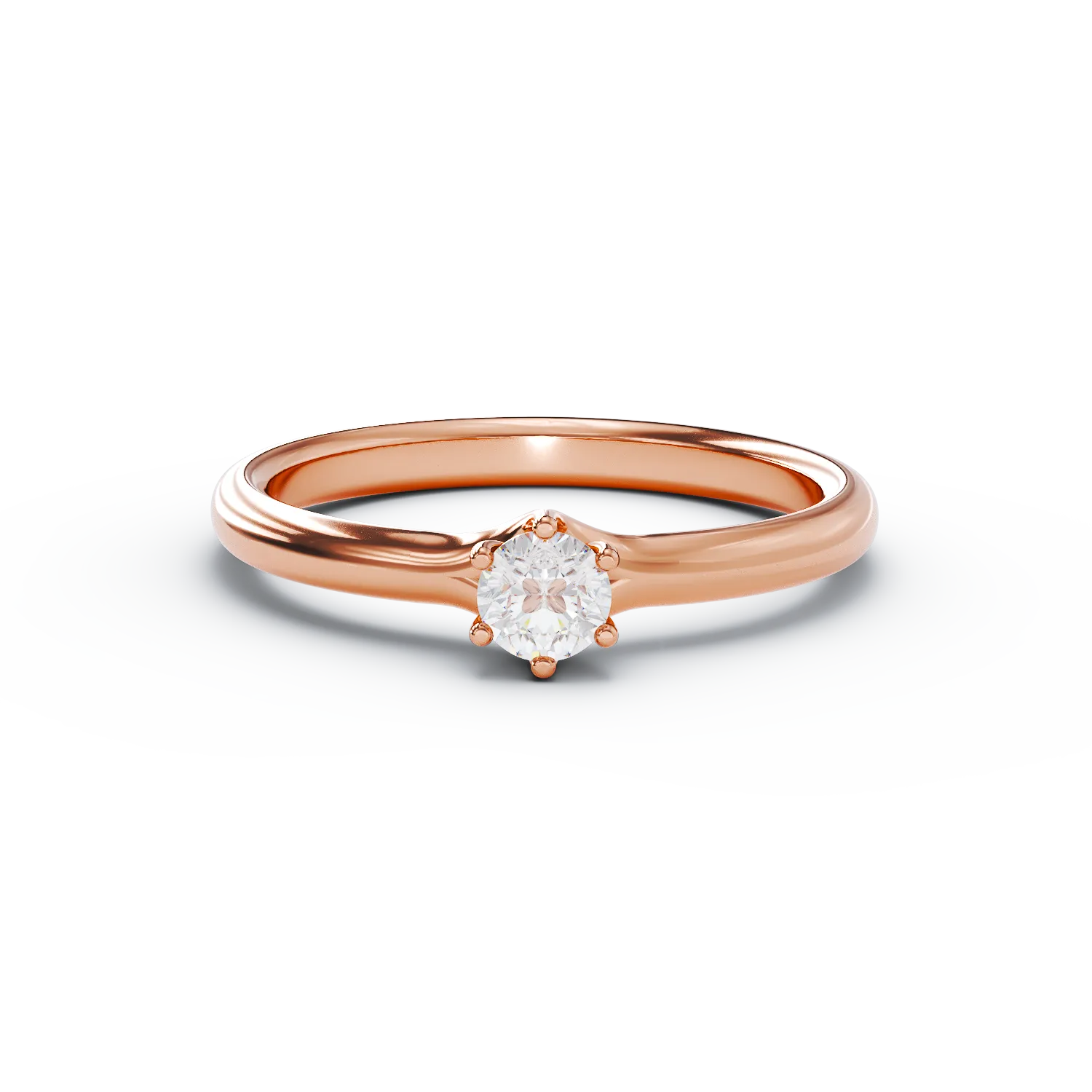 Годежен пръстен от розово злато с диамант пасианс 0.2кт