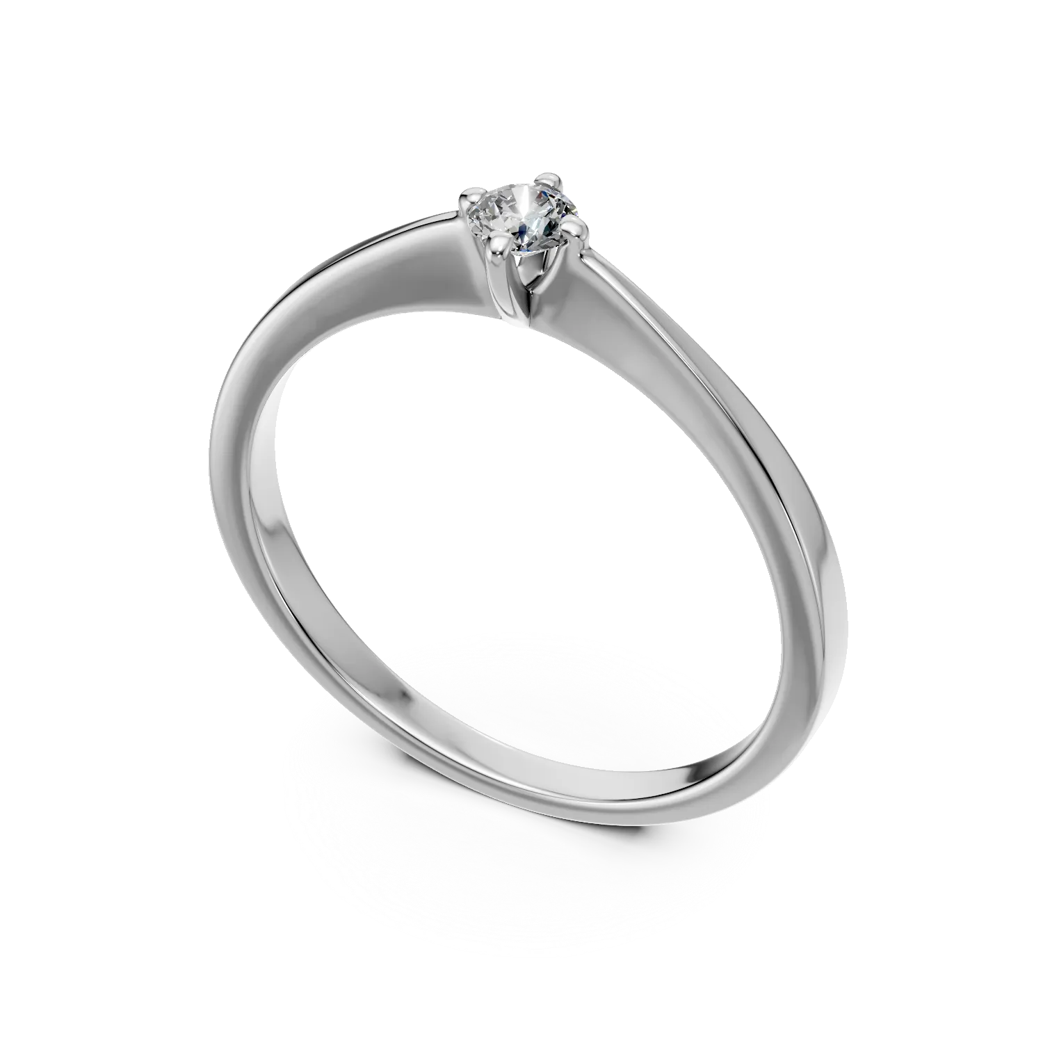 18K white gold engagement ring with a 0.11ct solitaire diamond