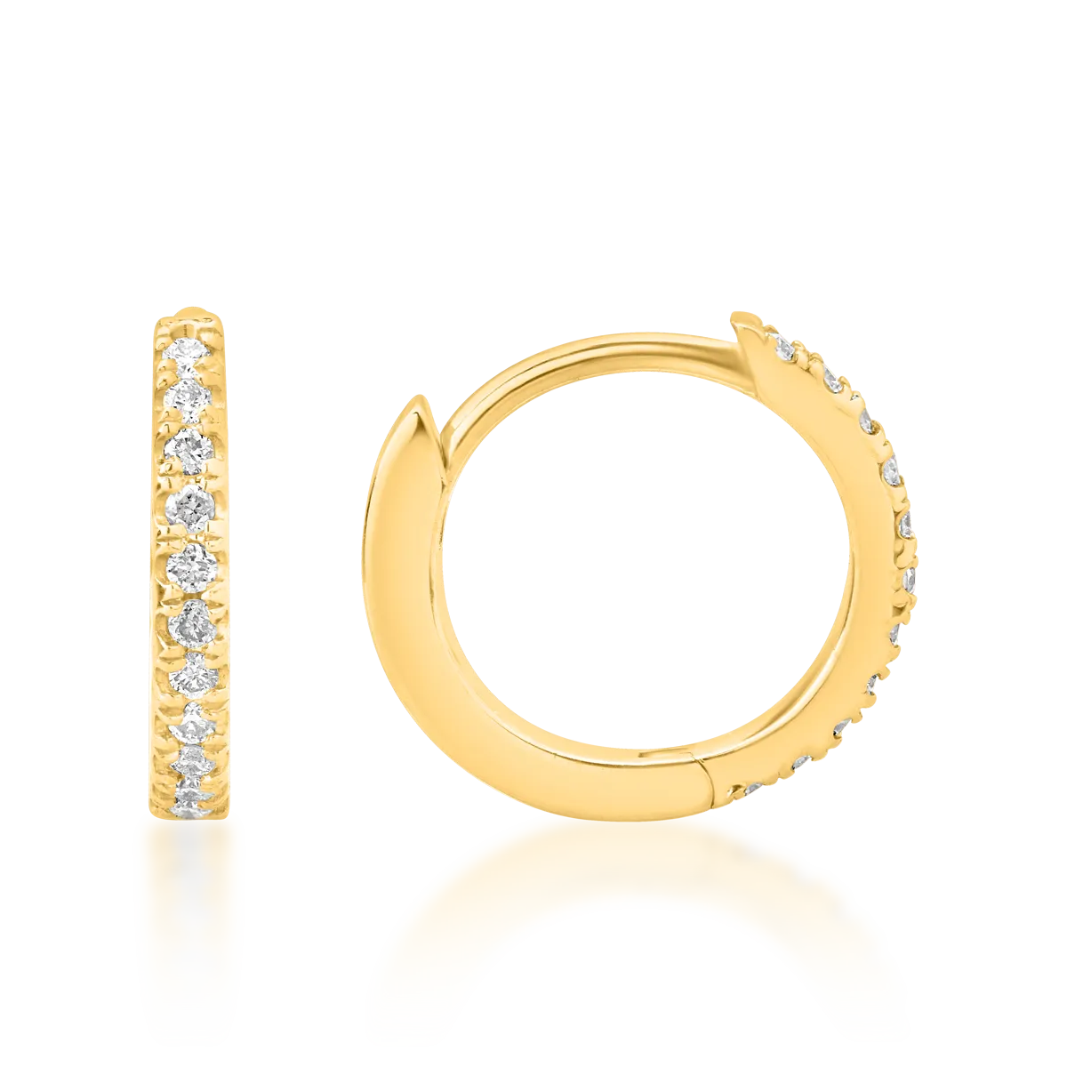 Cercei din aur galben cu diamante de 0.08ct