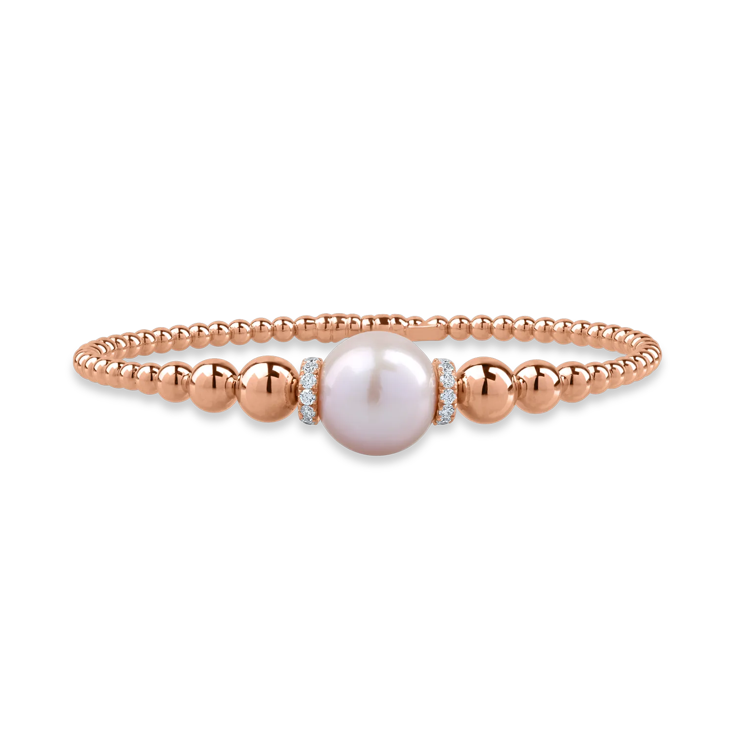 Rose gold bracelet with 14.5ct fresh water pearl and 0.25ct diamonds