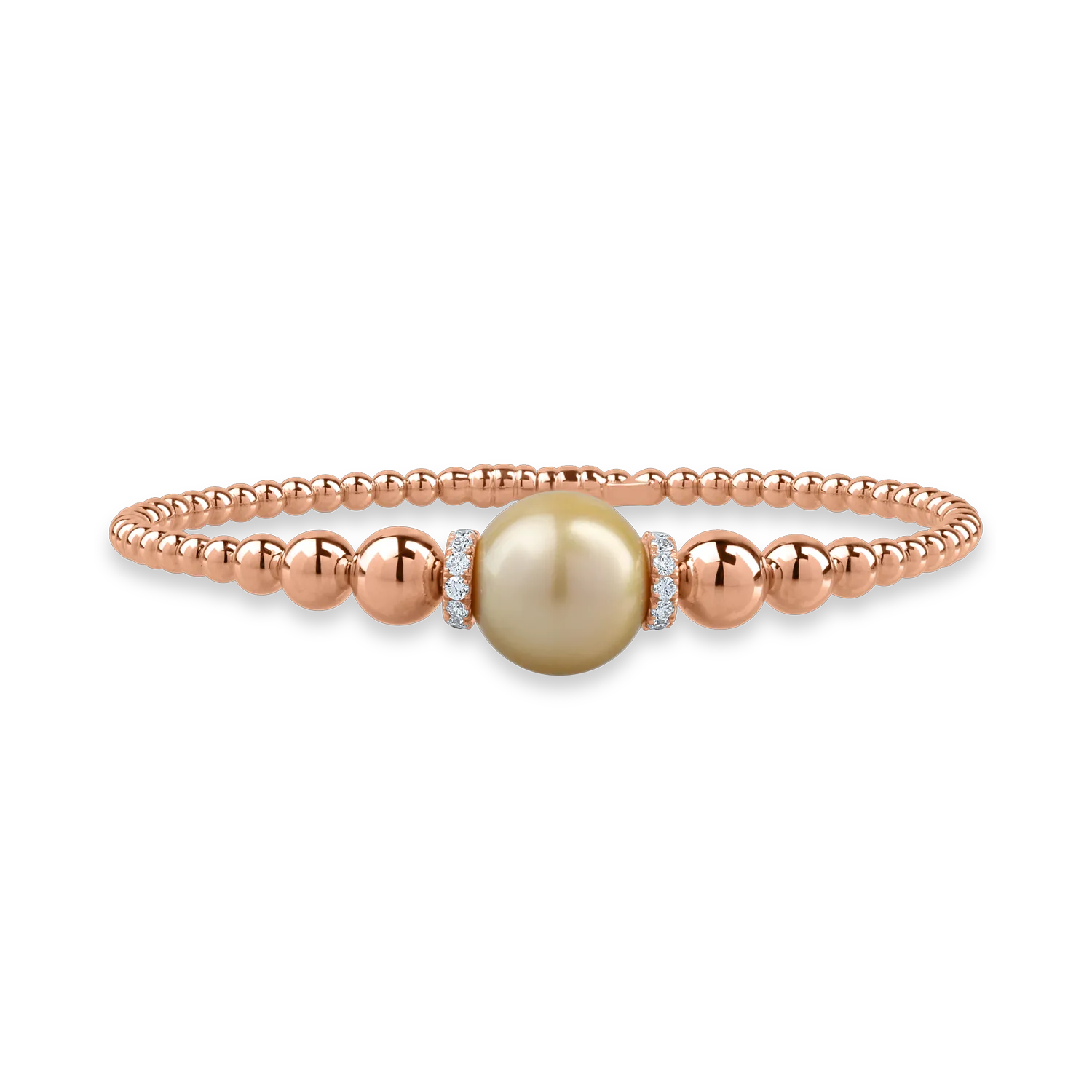 Rose gold bracelet with 14.5ct fresh water pearl and 0.25ct diamonds