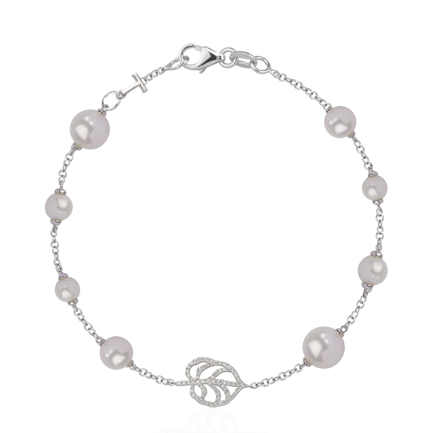 White gold bracelet with 19.36ct fresh water pearls and 0.33ct diamonds