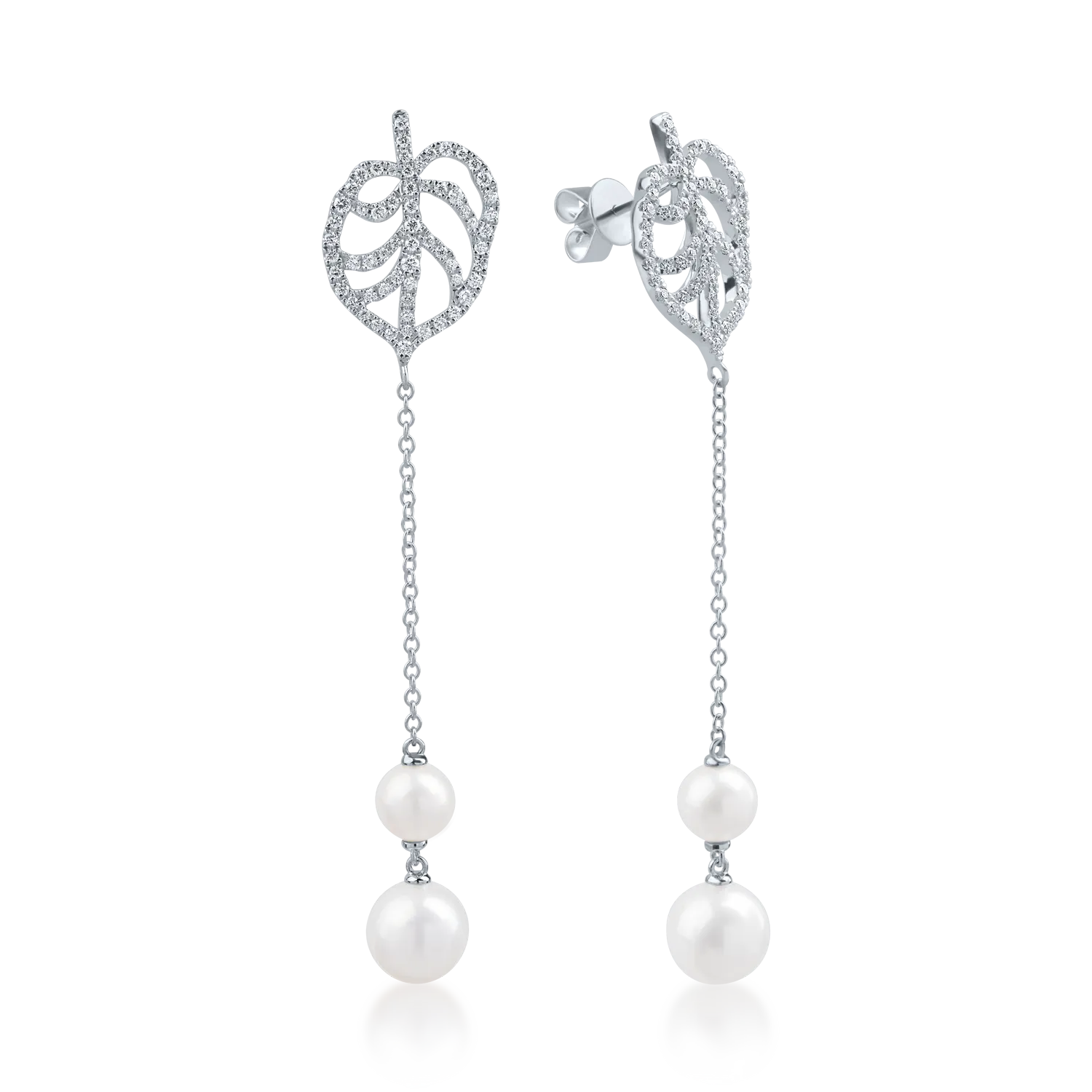 White gold earrings with 11.51ct fresh water pearls and 0.67ct diamonds