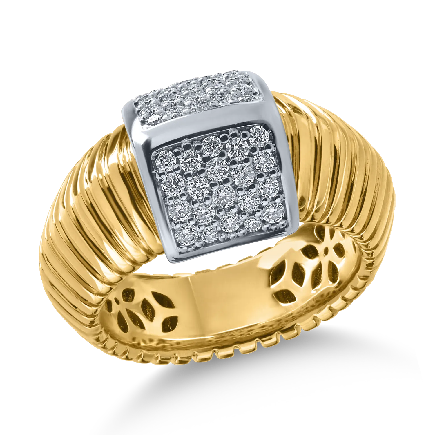 Inel din aur alb-galben cu diamante de 0.44ct