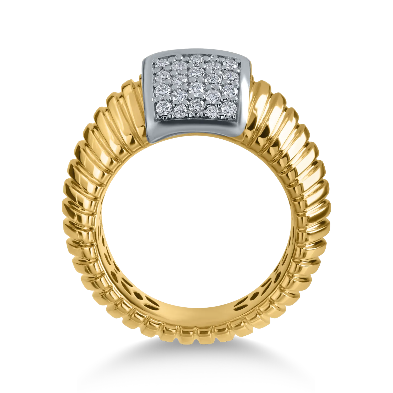 Fehér-sárga arany gyűrű 0.44ct gyémántokkal