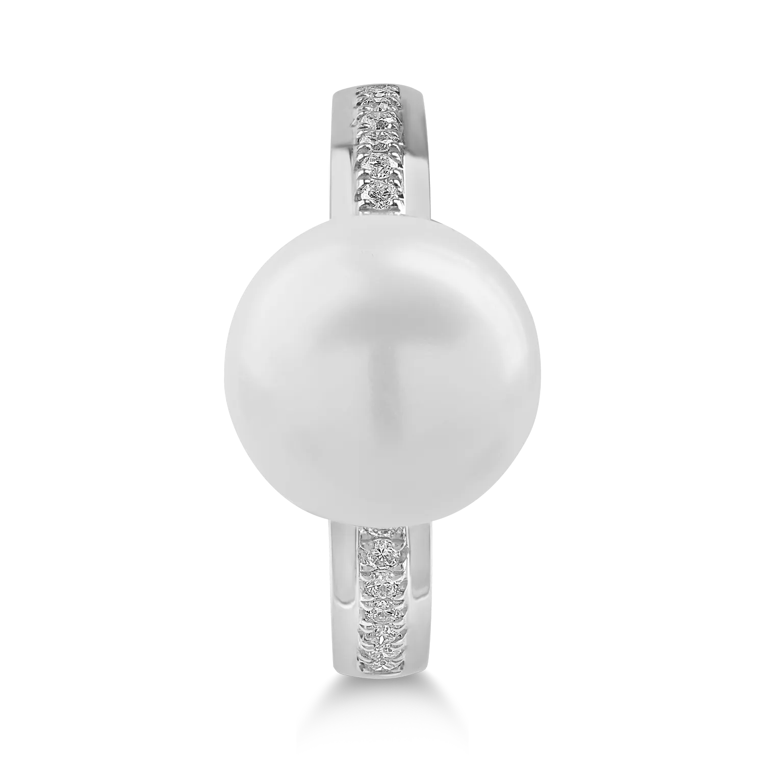 Inel din aur alb cu perla de cultura de 7.5ct si diamante de 0.11ct