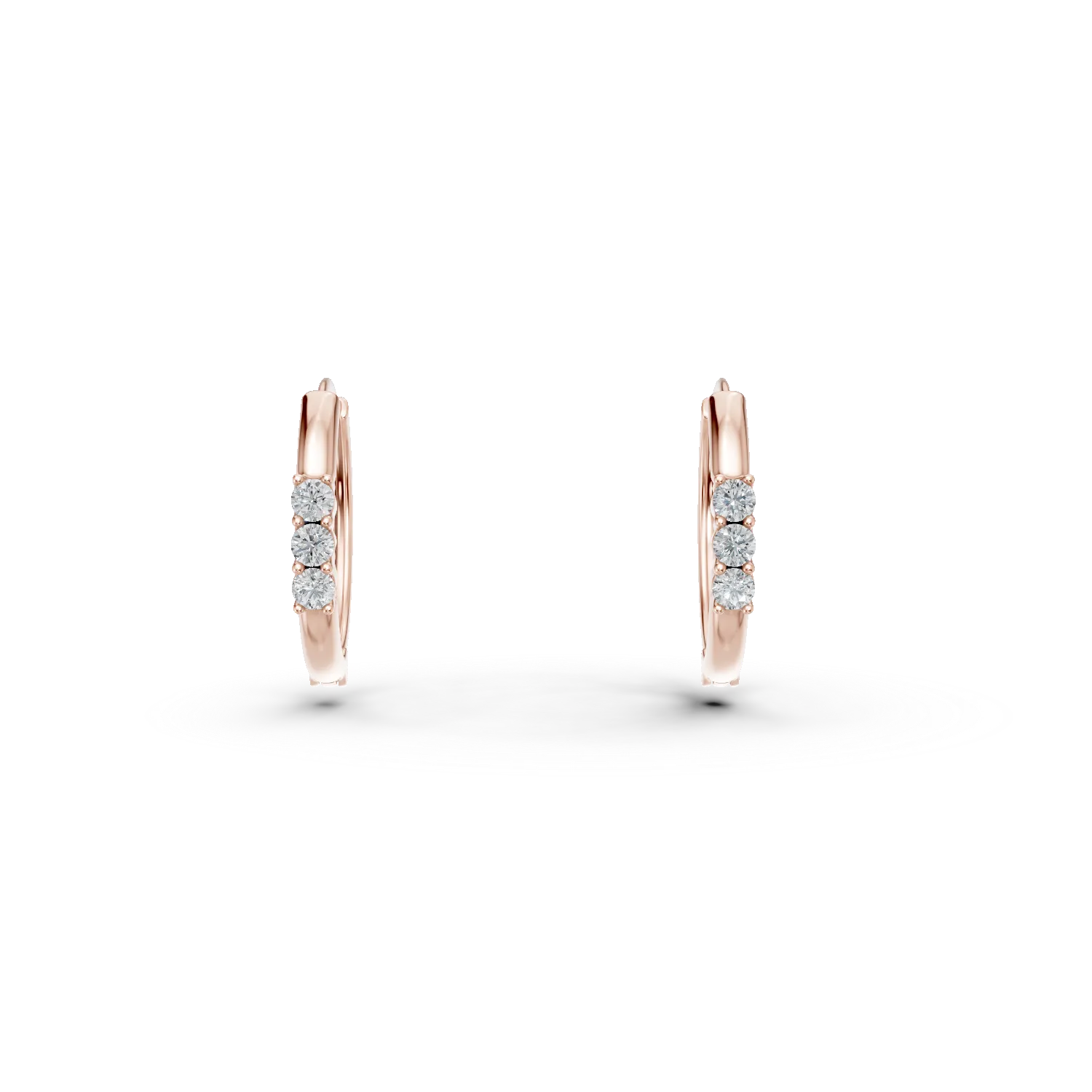 Rose gold hoop children's earrings with 0.05ct diamonds