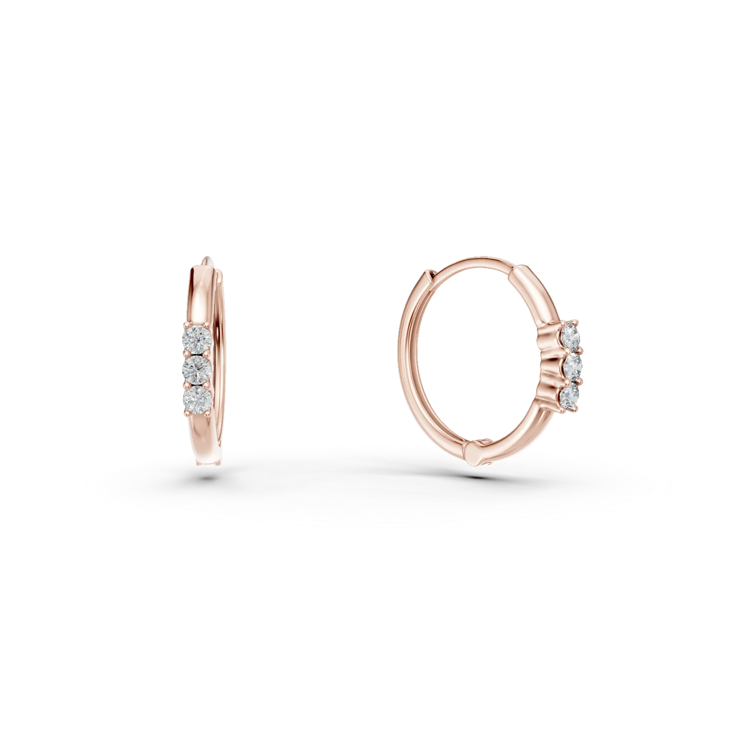 Teilor Cercei creole din aur roz pentru copii cu diamante de 0.05ct